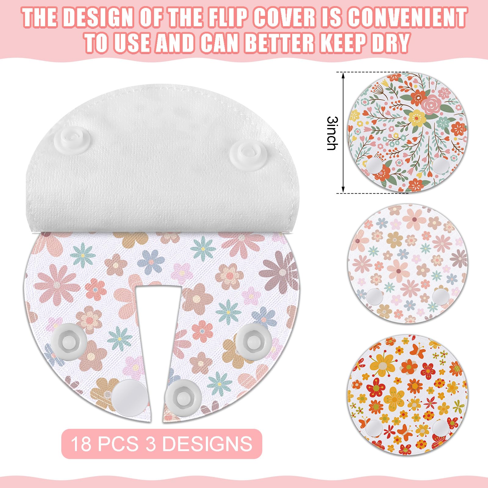 Breling Paquete de 18 almohadillas de tubo de alimentación, almohadillas de botón, fundas de botón de tubo de g, reutilizables, suministros de alimentación de dinosaurios para niños y bebés, cuidado