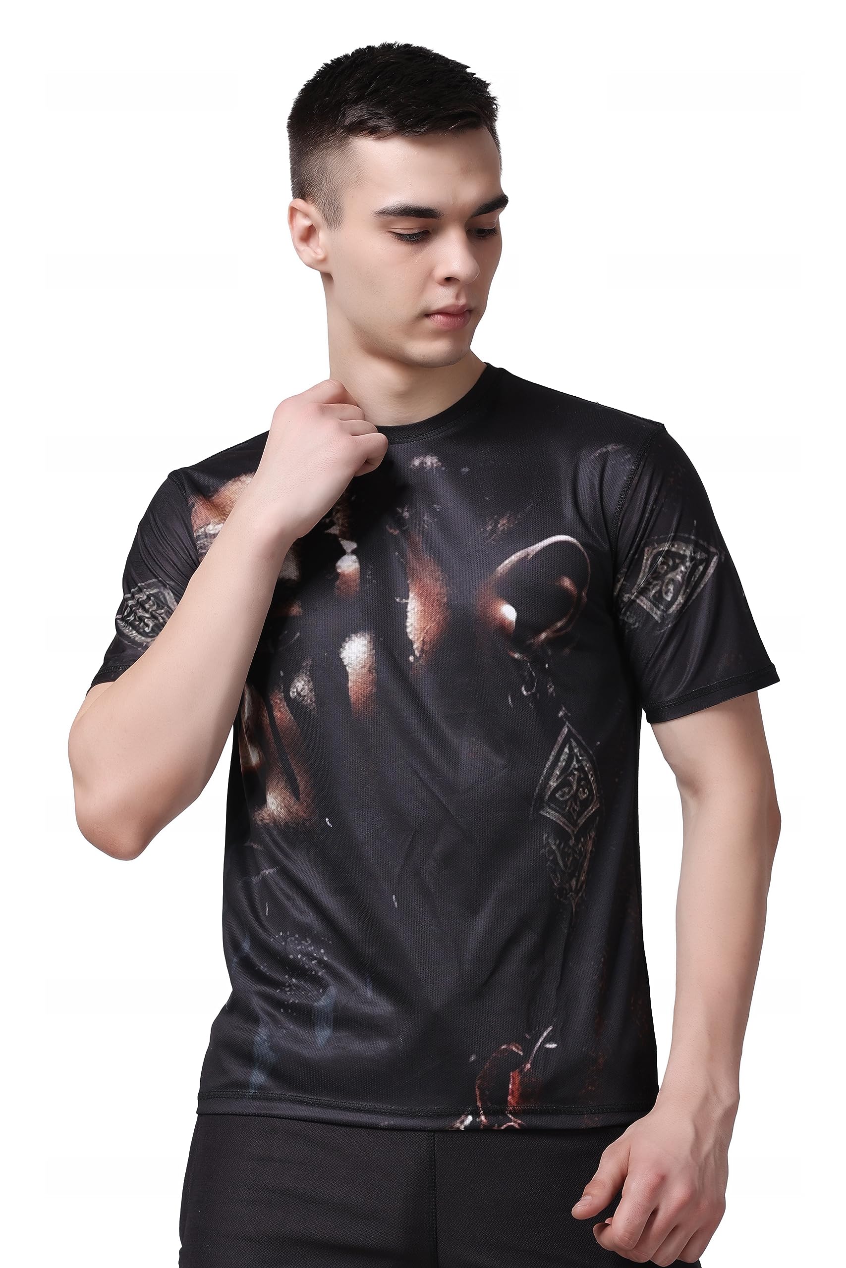 YELLOW TREE Black Nigerian Men Smart Stretchable T-Shirt (YT- Negro Men)