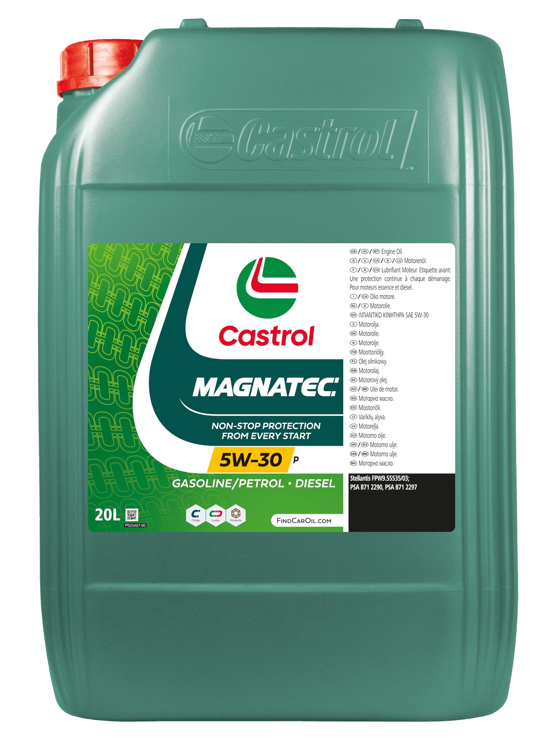CASTROL Aceite de motor 5W-30 Magnatec P 20L Compatible con PEUGEOT 208 I Hatchback CA, CC 2008 I A94, CU 107 Hatchback PM, PN, CITROËN C1 PM, PN