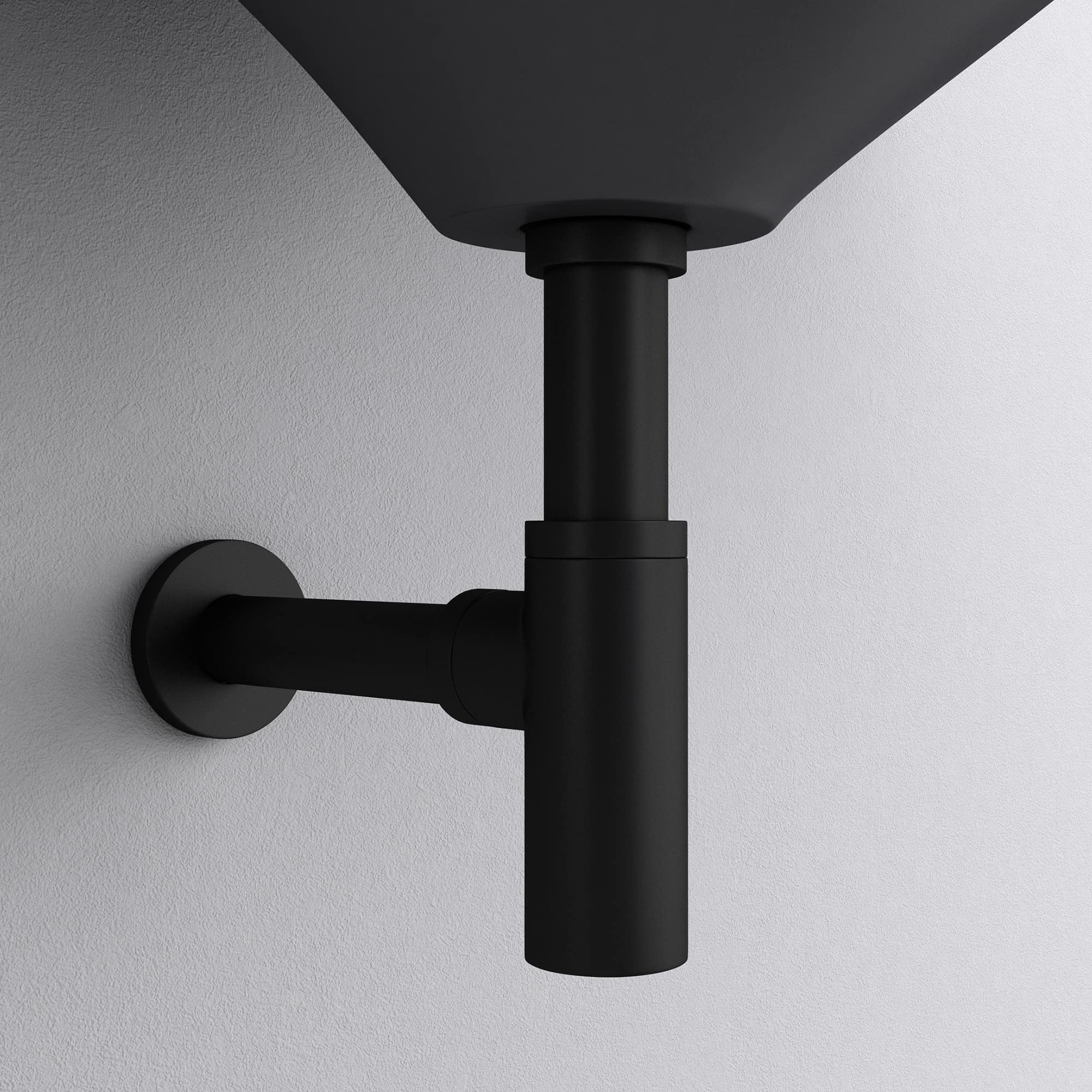 Mai & Mai Sifón S05 Sifón en forma de L Juego de desagüe para lavabo Rosca de conexión de latón negro
