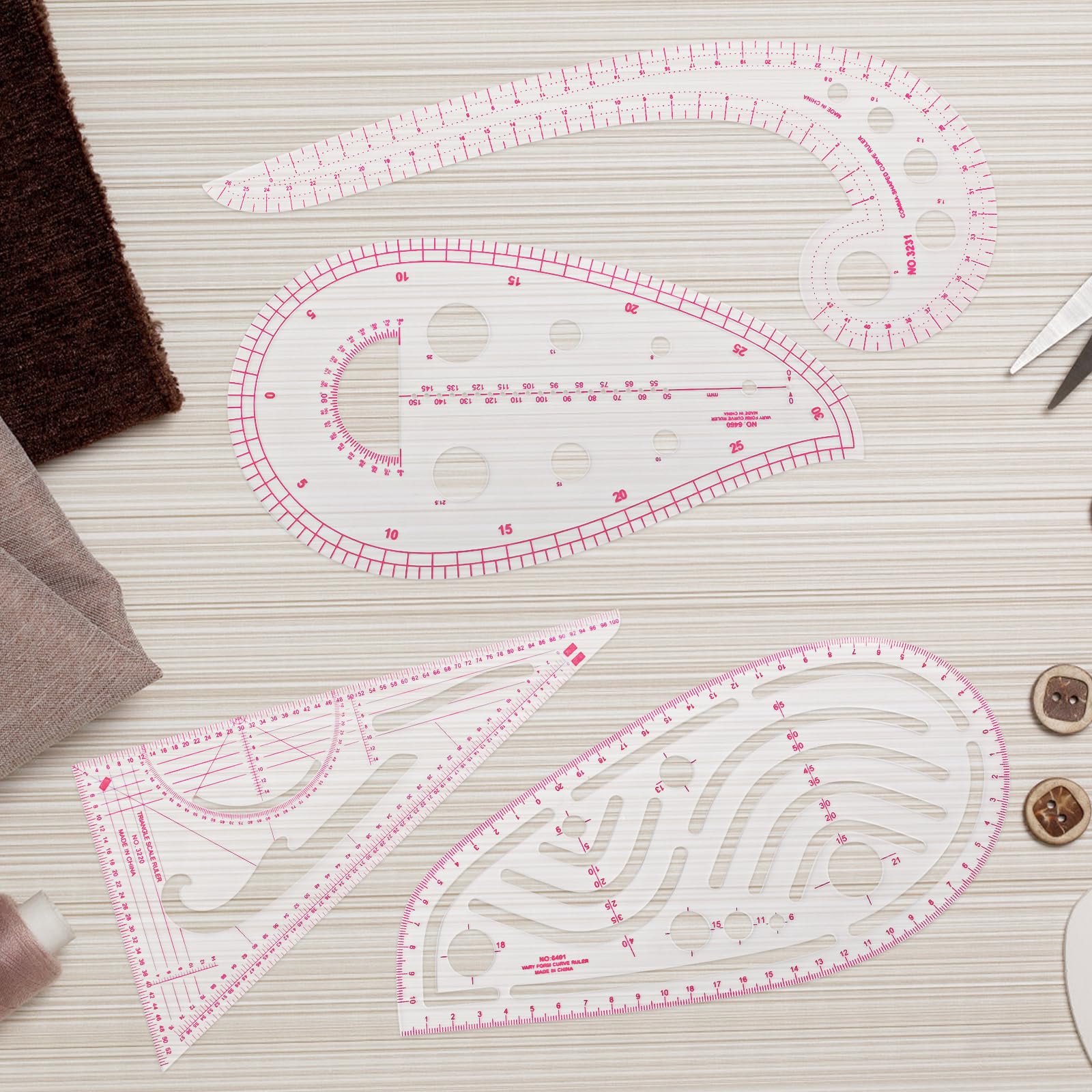 Set 4 Righelli Per Cucito - Squadre Sarti Per Disegno Moda E Abbigliamento - Foto 5