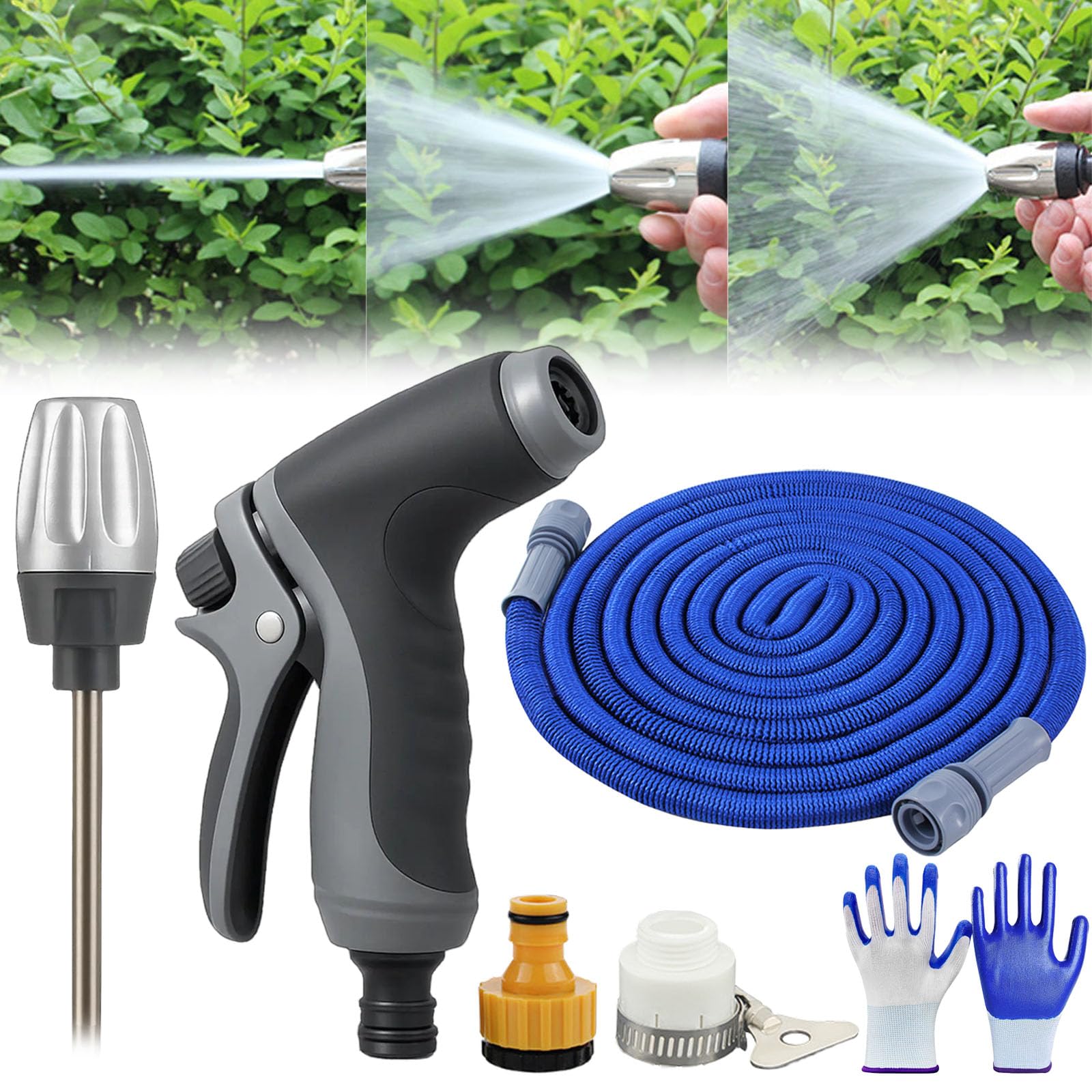 Waterblitz Pressure Washer, Waterblitz Power Washer, Three Spray Modes, Water Blitz Hose Attachment with 3 Hose Connectors And 16/24/49ft Hose, for Cars/Fences/Driveways (A+15m)