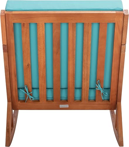 Miniatura 5 de Safavieh Colección para Exterior Vernon Silla Mecedora de Madera Azul con Cojín PAT7013Q, NaturalAgua