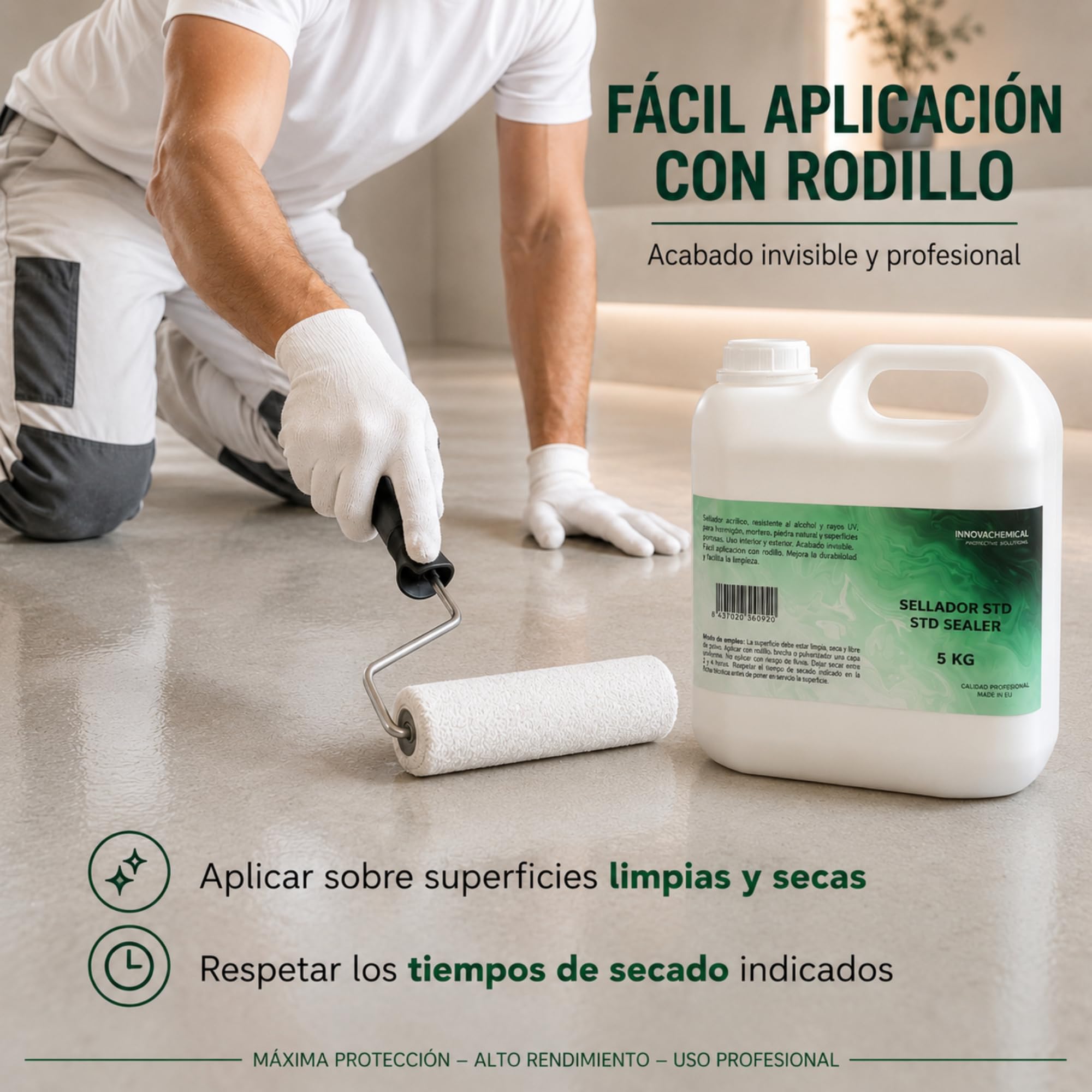 Sellador al Agua 5kg para Microcemento Cemento Mortero y Madera