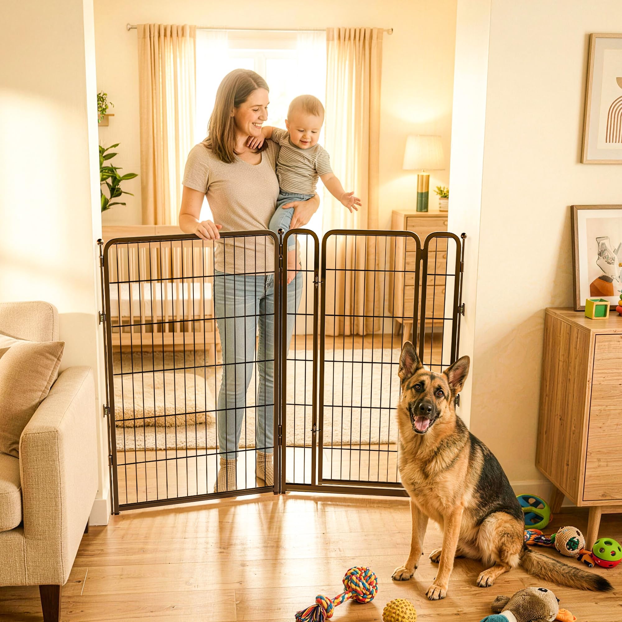 FXW Dog Gate, Extra Wide Adjustable for Openings Up to 55", 45" H