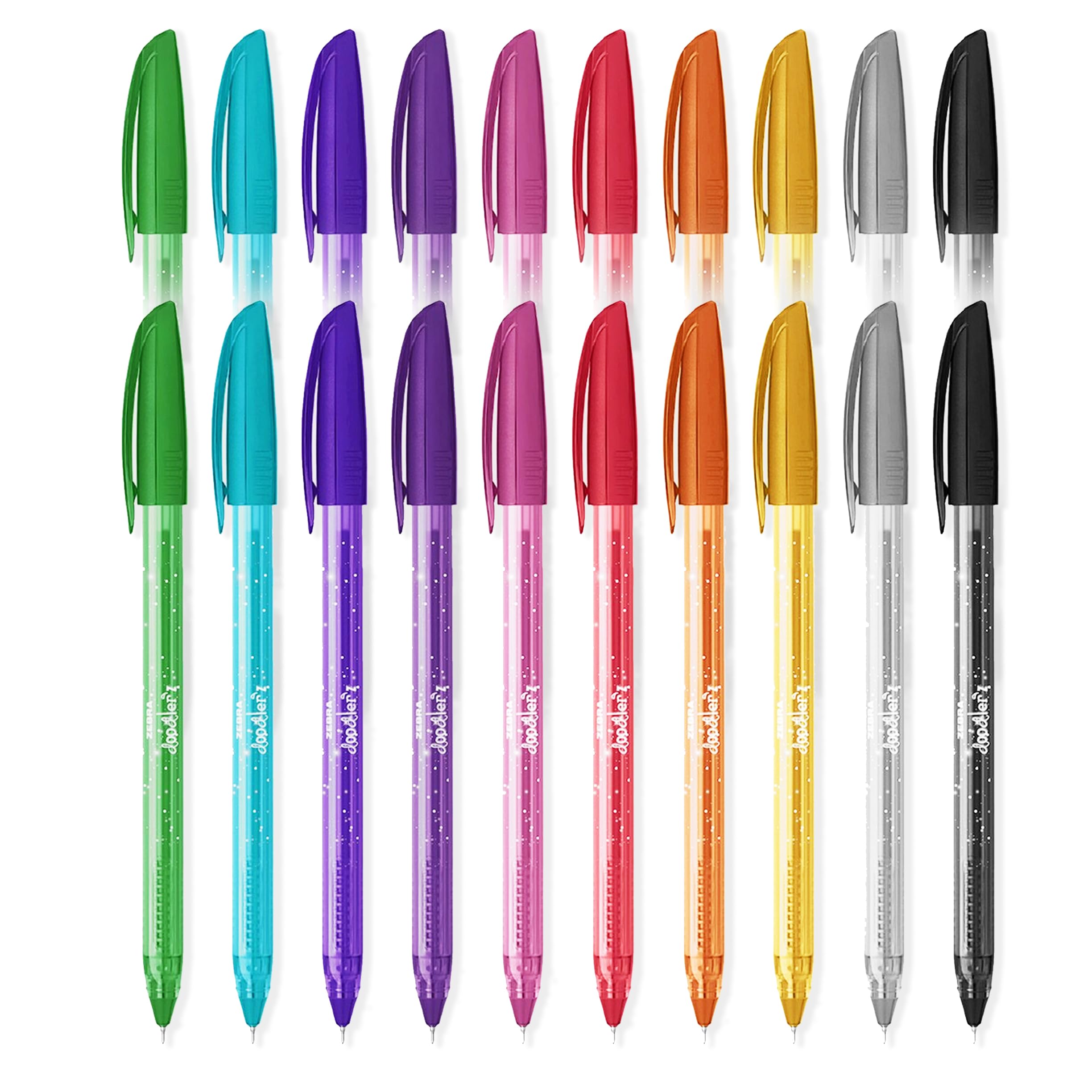 Zebra Doodler'z Stick Gliiter Ballpoint Pen - 1.0mm - Glitter Colours - 10 Colours - Pack of 20