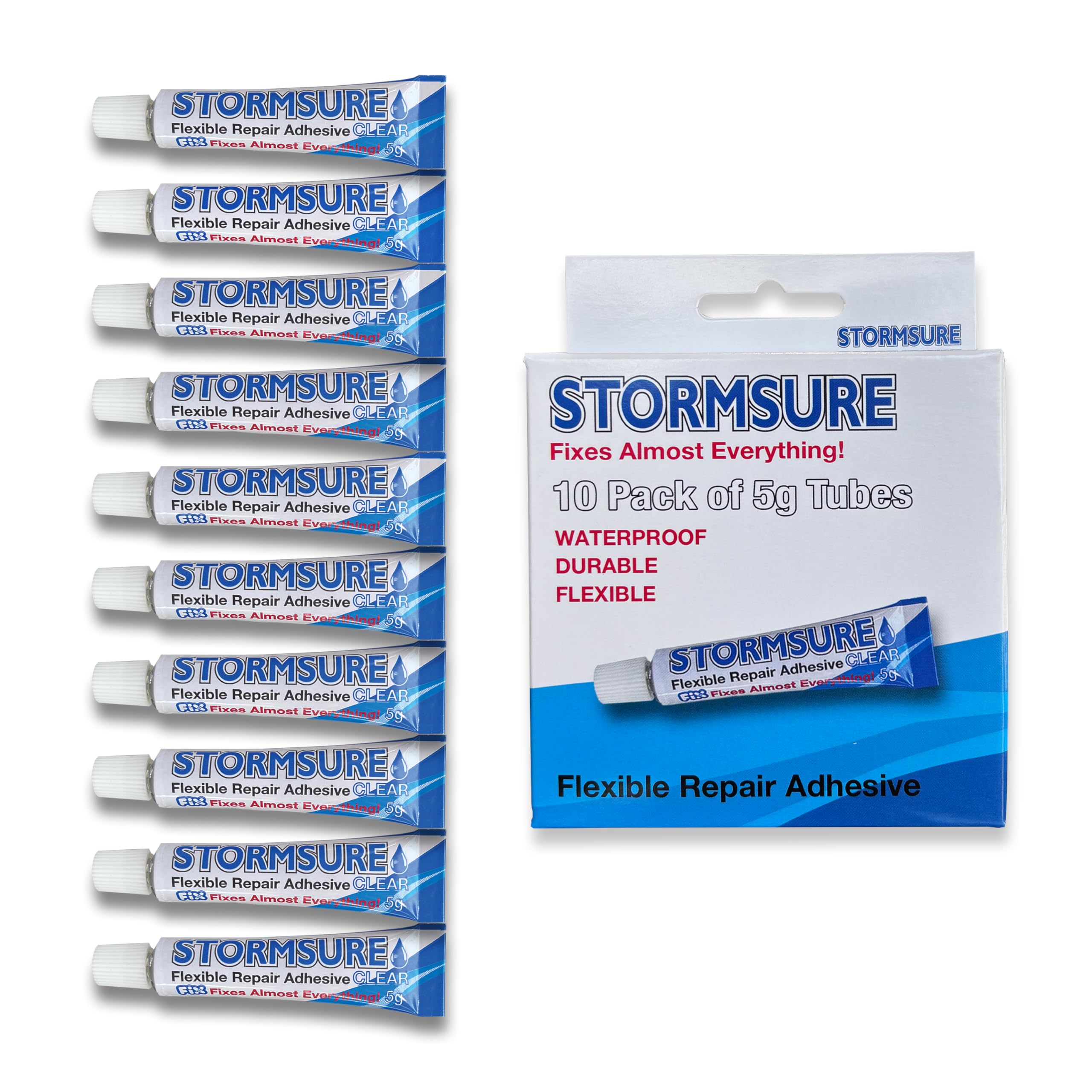 Paquete múltiple. Adhesivo reparador flexible Stormsure 10 tubos de 5 g