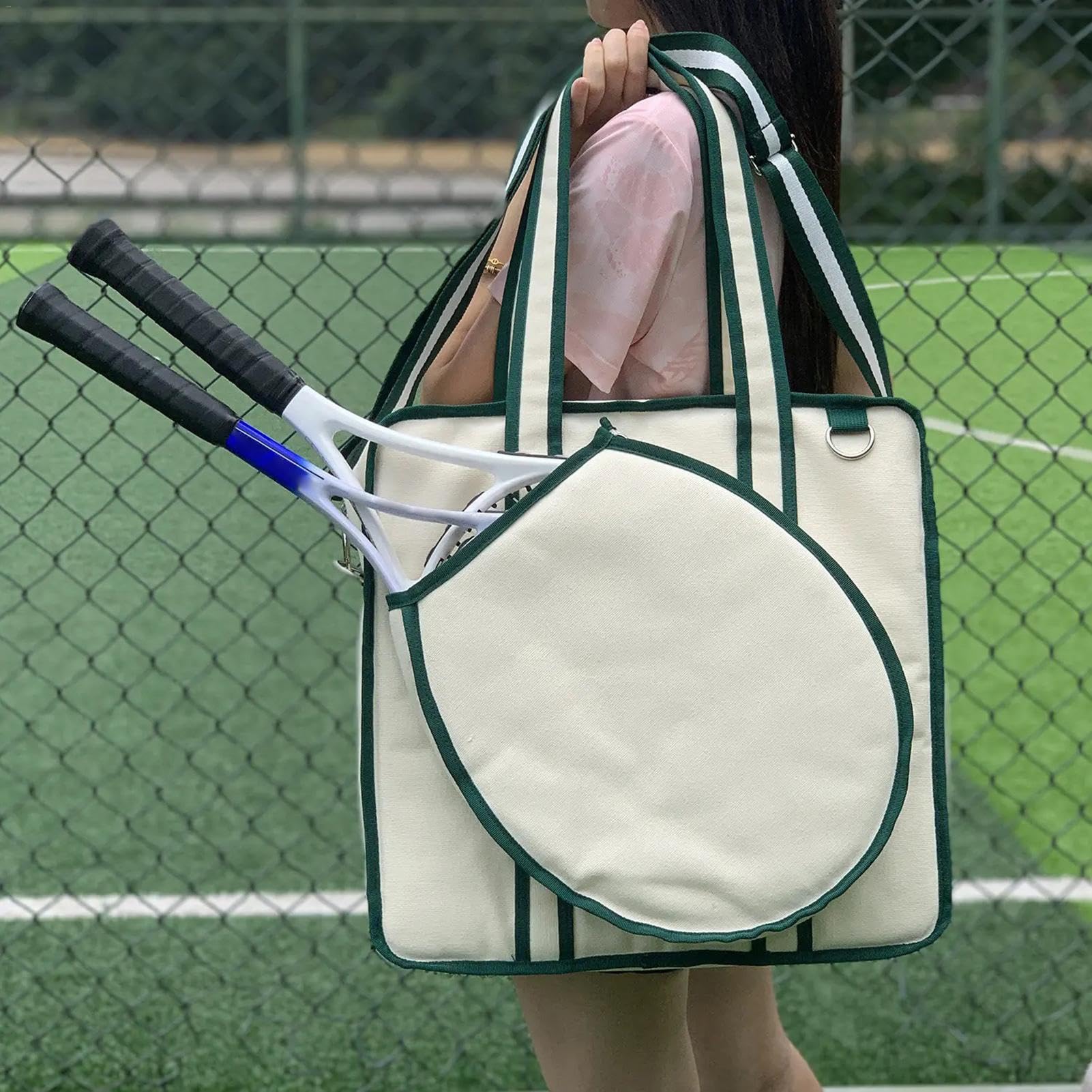Borsa da tennis | Borsa per racchette da tennis | Borsa a tracolla | per racchette da tennis, borsa sportiva per racchette, grande borsa da tennis in tela con tracolla, borsa multiuso da tennis