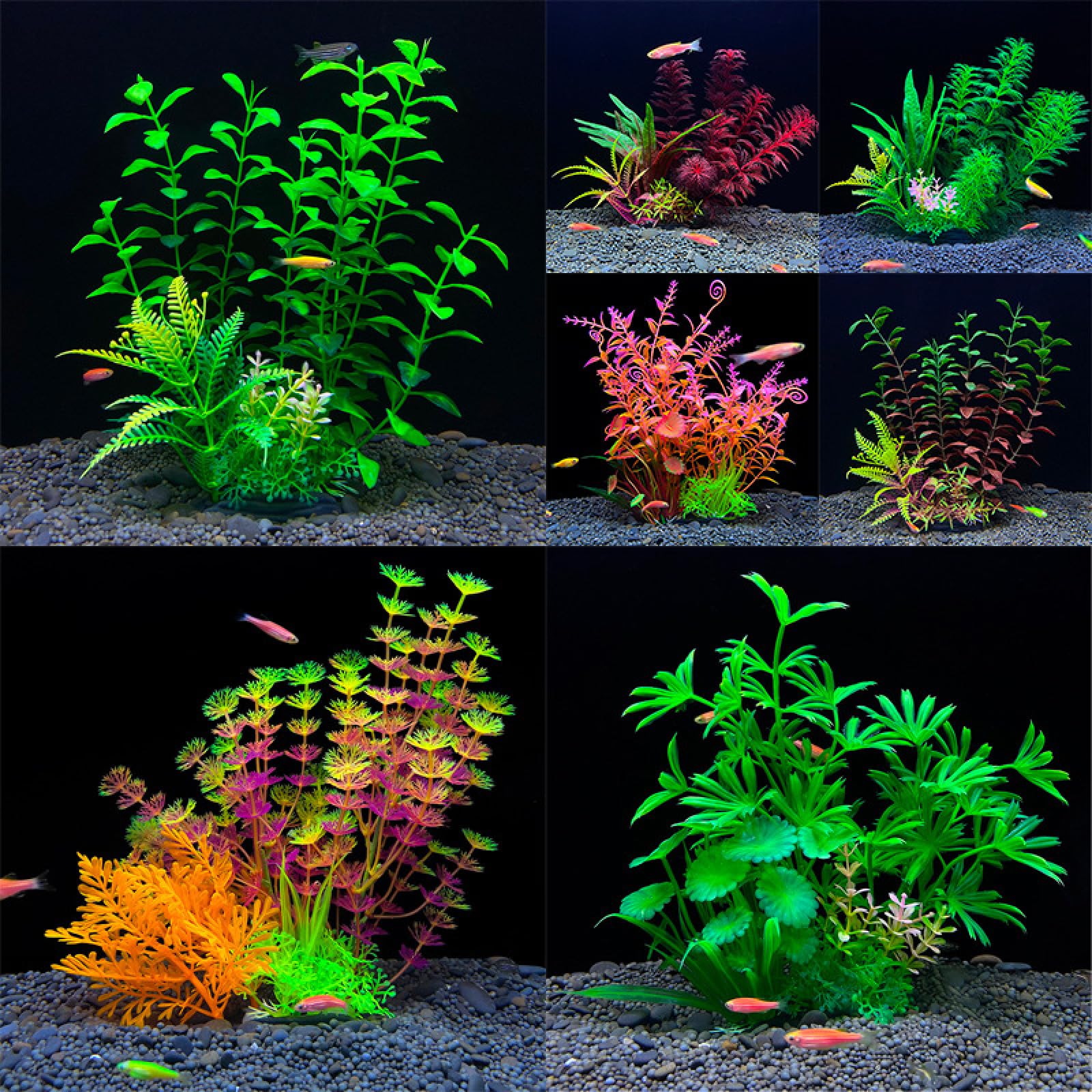 Adornos Artificiales de plástico for Plantas acuáticas, Accesorios simulación for pecera, 3 Piezas F