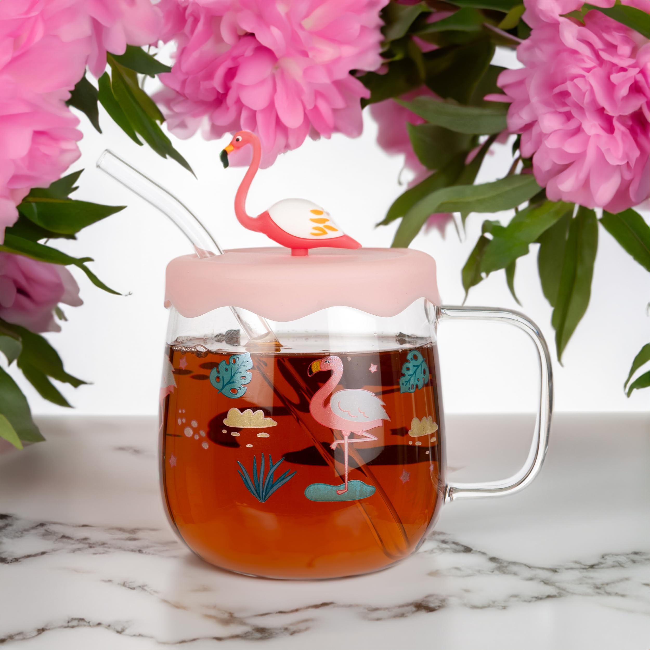 MUAC Glass Cute Printed Cup Mug with 3D Flamingo Character, Handle, Straw and Rubber Lid, Birthday Gift Mug for Kids, Youth and Adults to Drink Milk, Coffee, Smoothie, Tea, etc. 500 ML (Bird) (B0CCLDNQZ6) Amazon Price History, Amazon Price Tracker