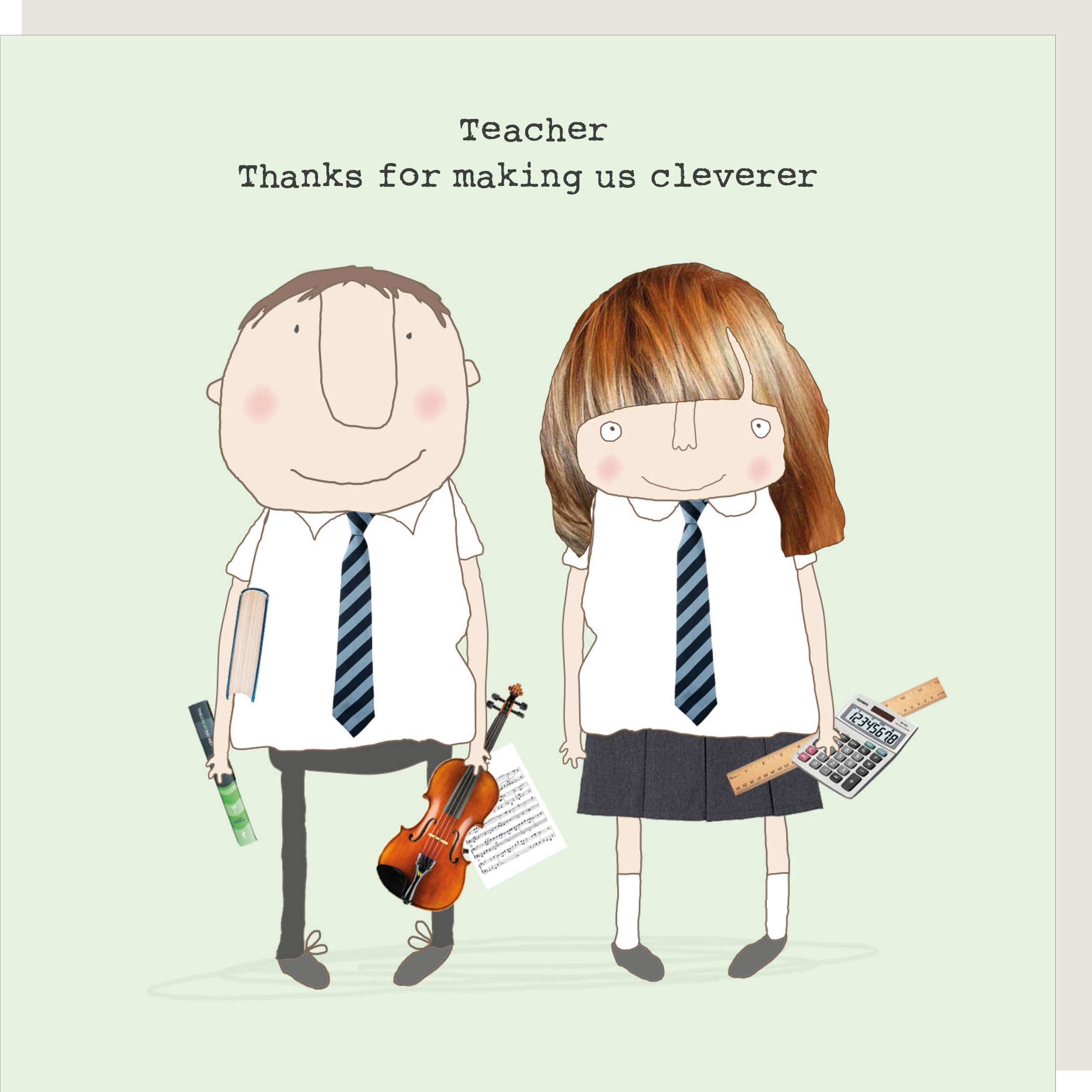 Rosie Made A Thing Teacher Making Us Cleverer Card Humour Greeting Cards GF205, multicolor