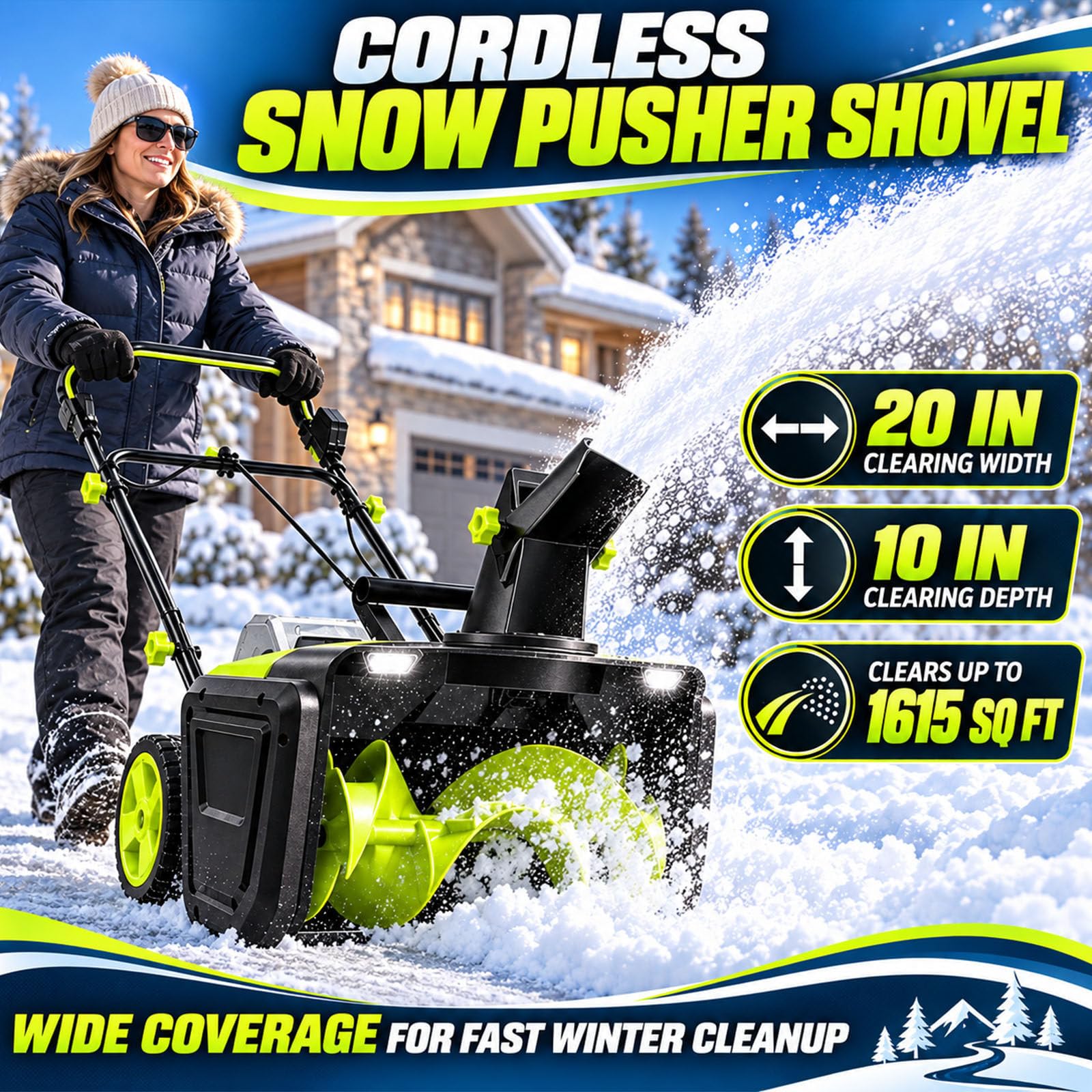 Pelle À Neige Électrique 3500 W, Souffleuse/Pousse-Neige Sans Fil A