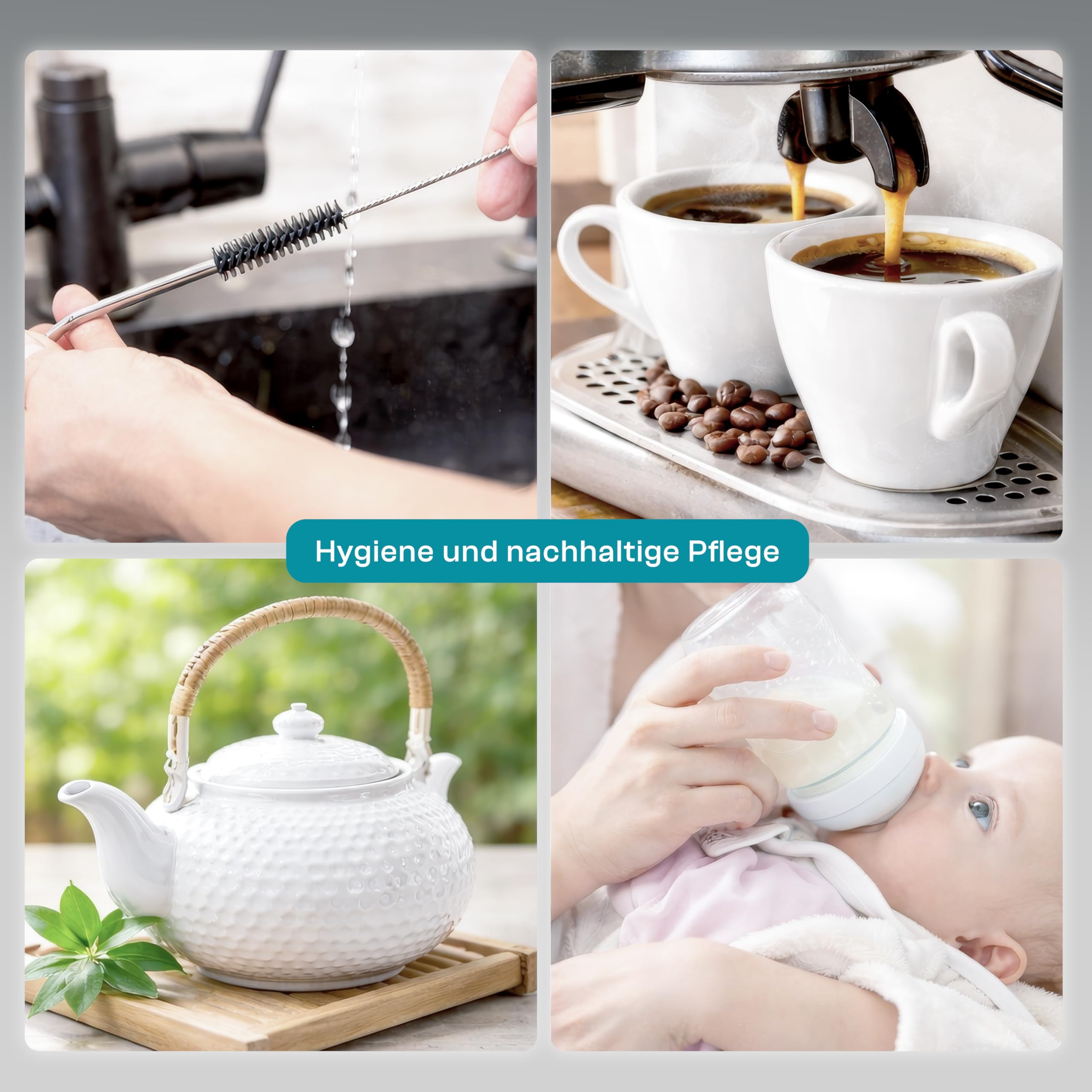 4 cepillos para manguera de leche (9 mm de diámetro 32 cm extralargo) para cafeteras automáticas DeLonghi – Cepillo de pajita y cepillo de limpieza fino y flexible – Cepillo y cepillo de