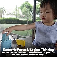 Vista 7 de PlanToys Juego de rompecabezas de animales de madera para niños a partir de 3 años Juego de lógica Montessori y juego a juego que desarrolla