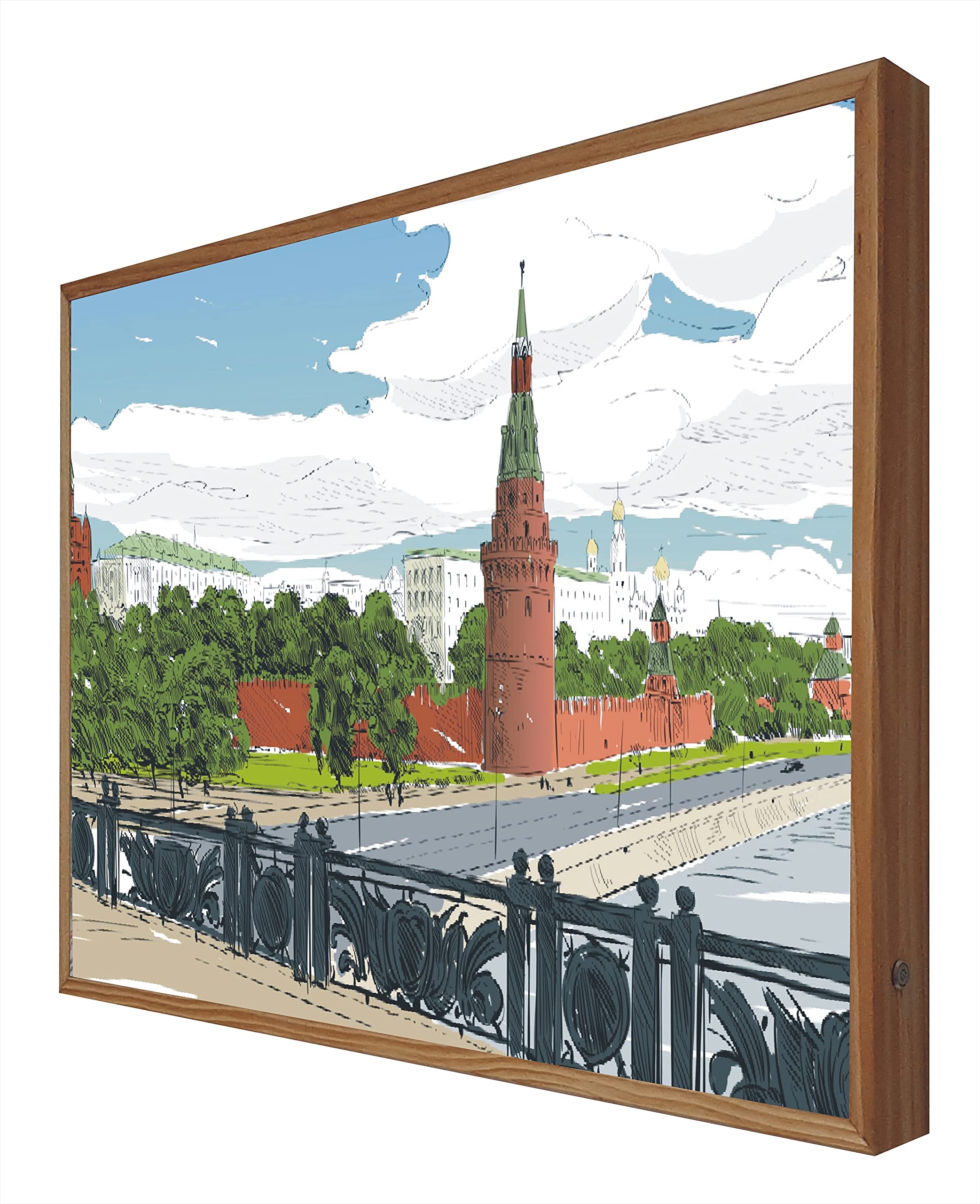 Kremlin Moscou panneau rétro éclairé vintage en métal pour décoration murale