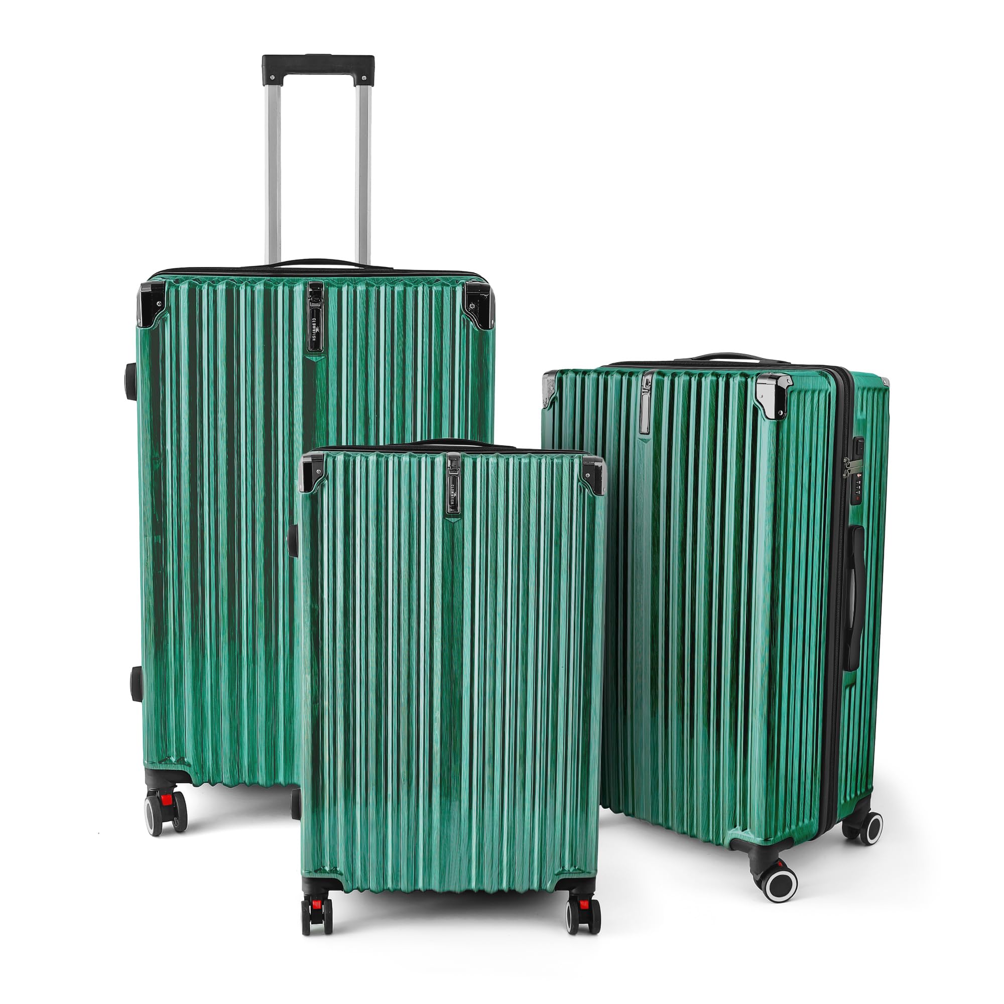 THE CLOWNFISH Transcend Series Travel Luggage | Set of 3 Suitcase & Trolley Bags | with TSA Lock | 31.4L/53L/84L | 8 Silent Wheels | Champagne | Set of 3 | Turquoise Green