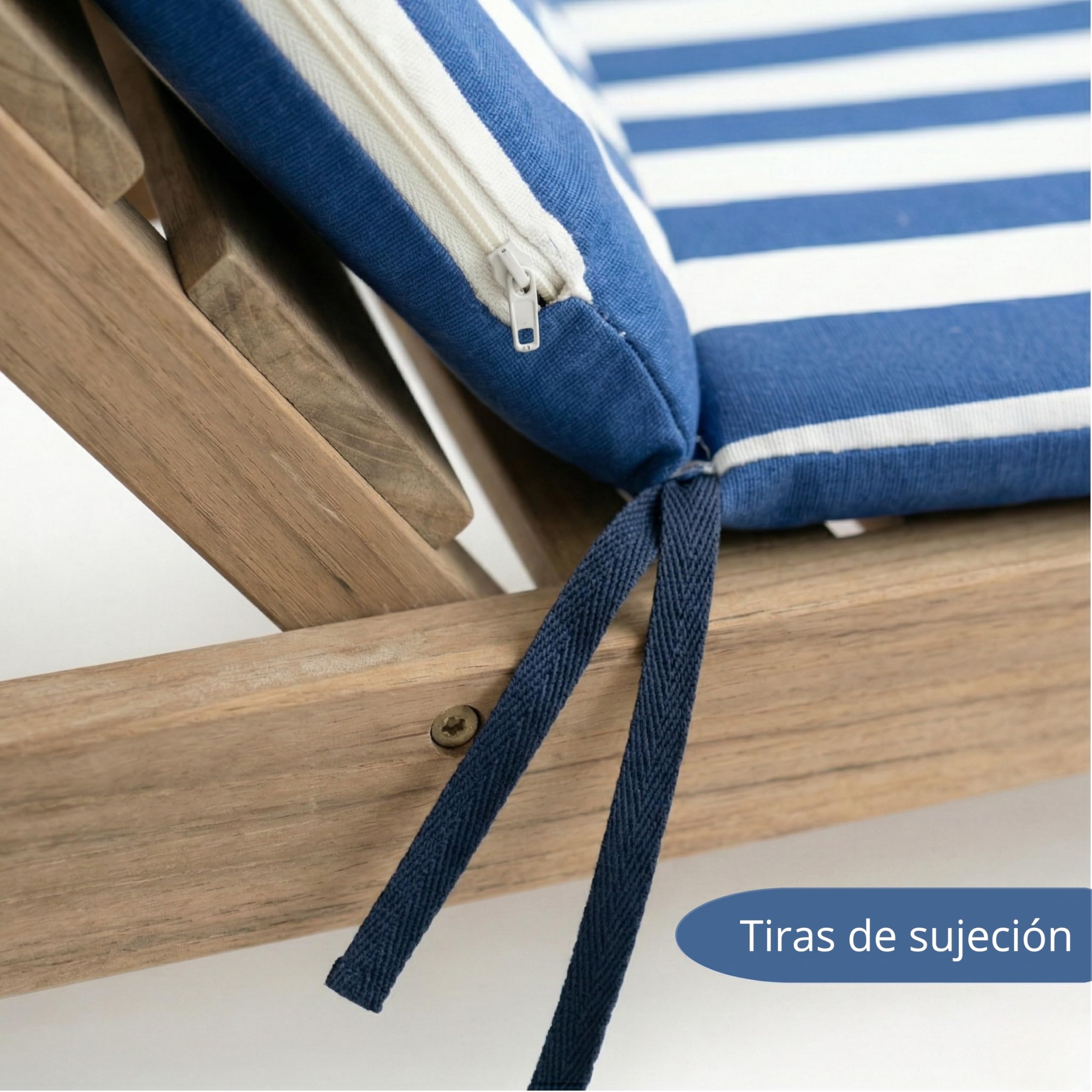 PIND Cojín para Silla de Exterior en Forma de Guitarra Rayas Pack 4 Unidades - Almohadilla Acolchada para Silla 50x92x3,5 cm con Cremallera y Cordones Ajuste.