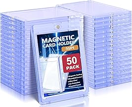 50ct Magnetic Card Holders for Trading Cards, 35pt Acrylic Card Protectors Baseball Card Display Case Fit for Sports Cards, MTG Cards,Standard Cards