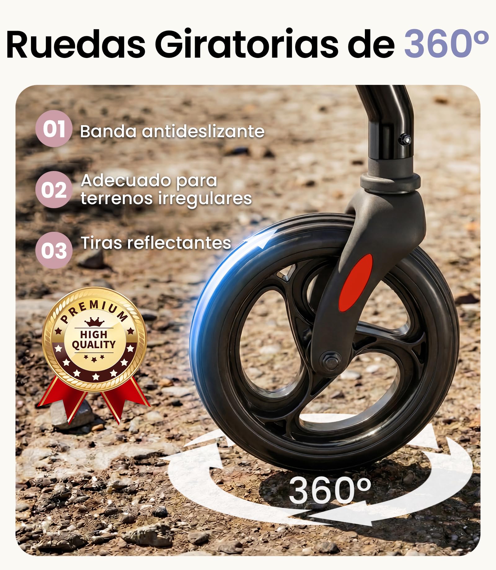 Andador para Ancianos con Asiento Plegable, Manillar y Asiento Regulables en Altura, Caminadores para Mayores, Ayuda para Caminar Ligera con Freno, Ruedas 8" Todoterreno, Azul Zafiro