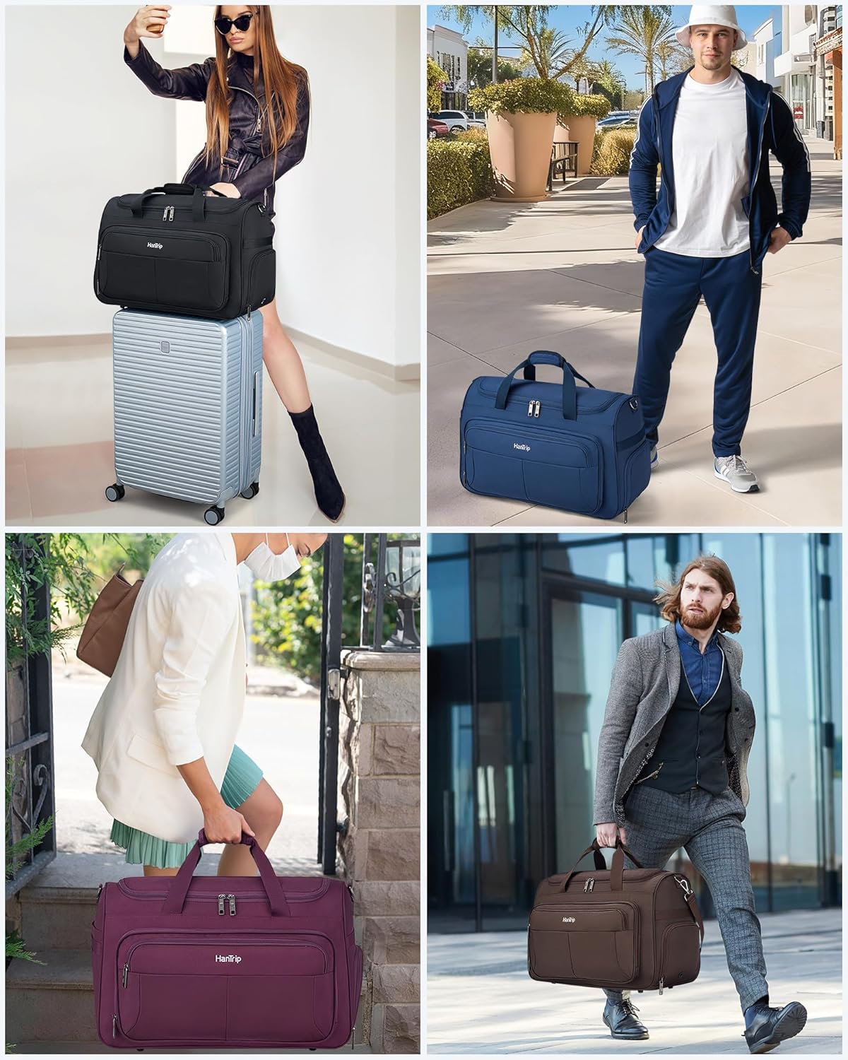 Carry on Duffel Bag Foldable Duffle Bags for Travel, Large Personal Item Bags for Airplanes, Weekender Overnight Mens Travel Tote Bag for Women Softside Carry on Luggage (Burgundy) - Image 10