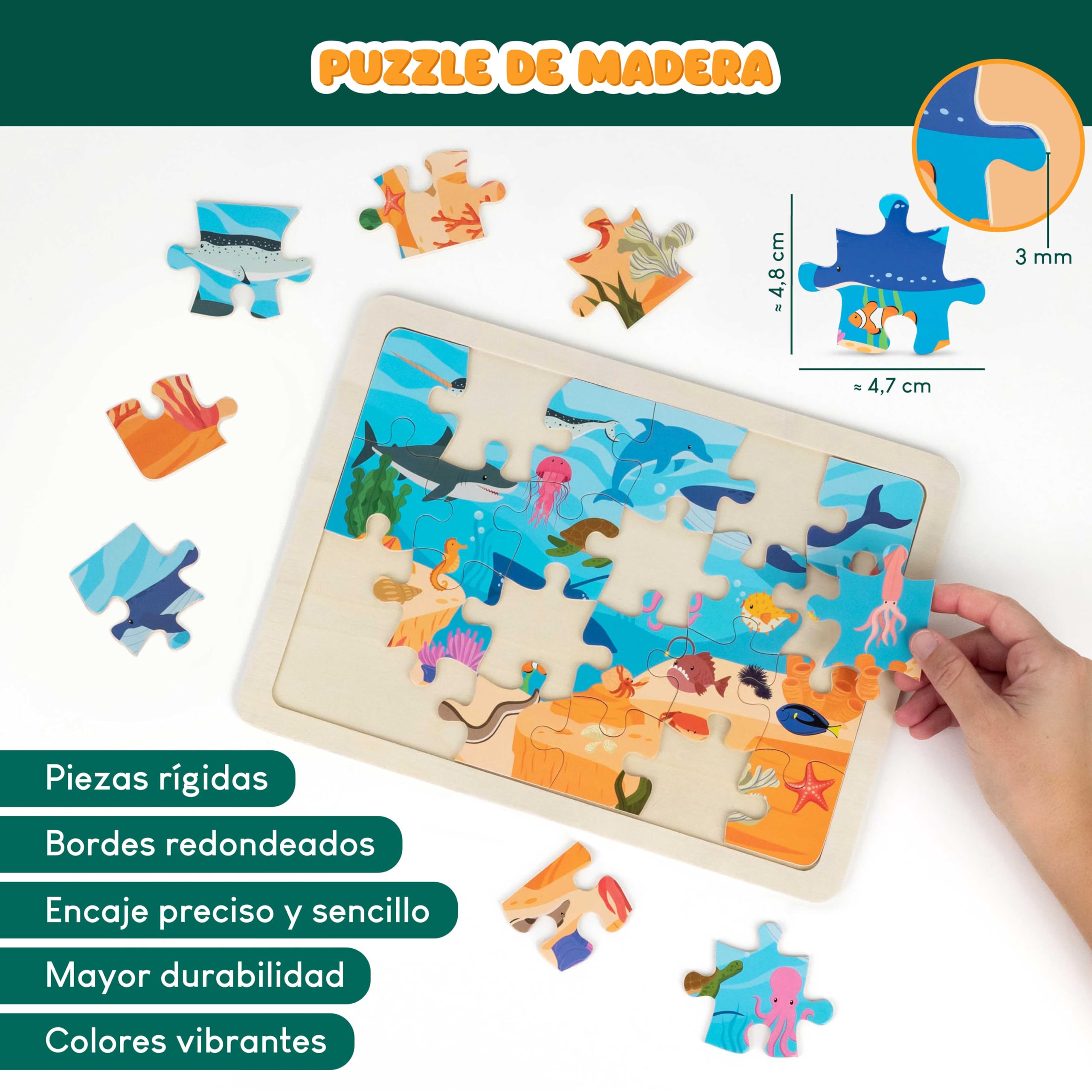 BONNYCO Puzzle Madera para Niños 6 Sets 24 Pcs, Animales de Diferentes Ecosistemas. Puzzles Infantiles con Tablero, Juguetes Educativos, Regalos para Niños 3 a 8 Años, Navidad