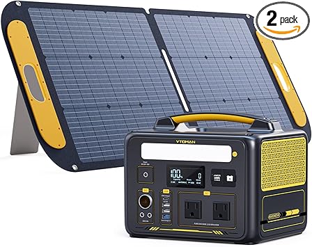 VTOMAN Jump 600X Portable Power Station with 110W Solar Panel, 600W/299Wh LiFePO4 Battery Solar Generator with 600W Constant-Power, PD 60W Type-C, Capacity Expandable 939Wh for Camping, Home Backup