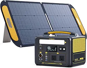 VTOMAN Jump 600X Portable Power Station with 110W Solar Panel, 600W/299Wh LiFePO4 Battery Solar Generator with 600W Constant-Power, PD 60W Type-C, Capacity Expandable 939Wh for Camping, Home Backup
