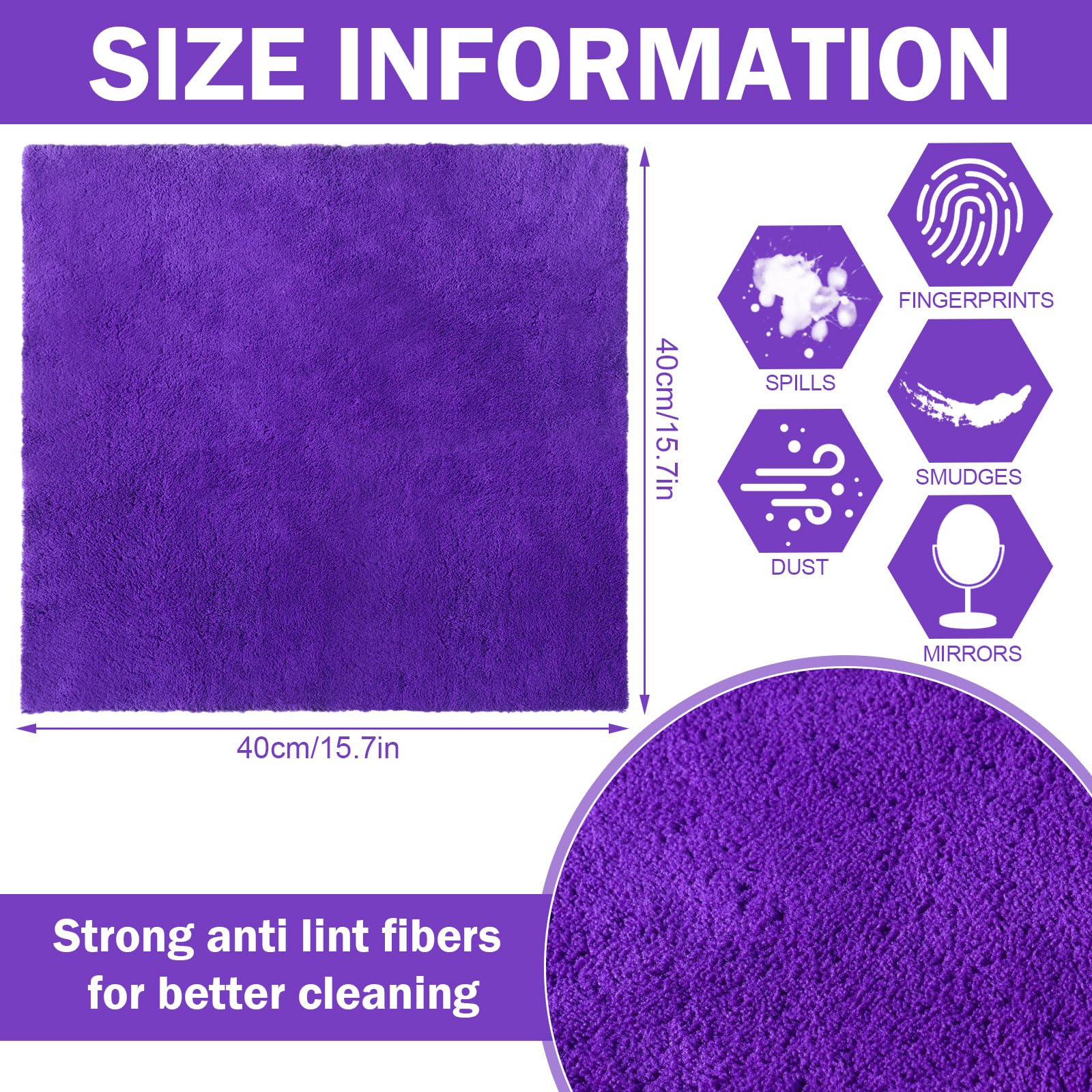 Tallew Lot de 15 grandes serviettes en microfibre pour le polissage, le séchage, le lavage et le nettoyage de voiture en peluche, pour l'entretien de la voiture, le polissage, la cire, les rayures, 40
