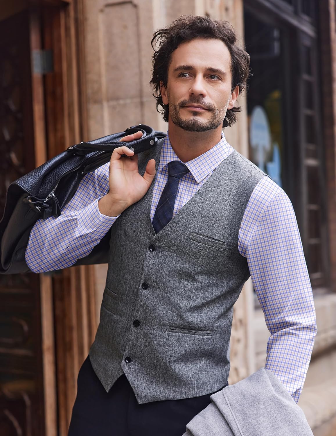 COOFANDY Men's Long Sleeve Plaid Button Down Cotton Wrinkle Free Dress Shirt - Image 3