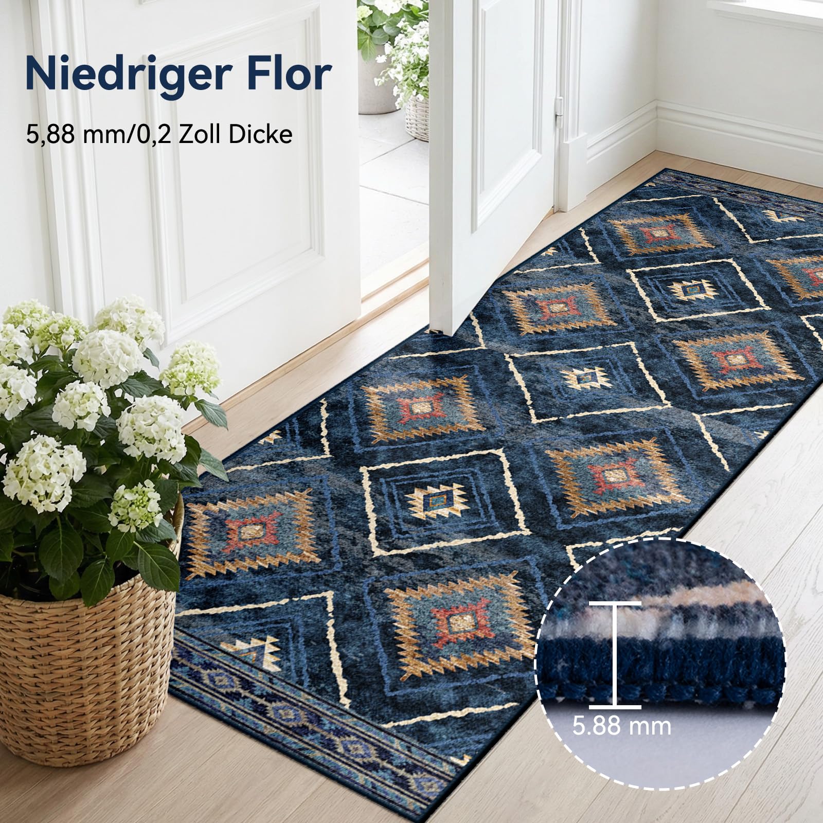 DEFYNEE Tapijtloper Gang 60 x 300 cm, antislip keukenloper, kortfluweel tapijtloper, wasbaar, opvouwbaar, Boho-ontwerp – voor gang, keuken, woonkamer & kantoor, Petrolgroen DEFYNEE Tapijtloper Gang 60 x 300 cm, antislip keukenloper, kortfluweel tapijtloper, wasbaar, opvouwbaar, Boho-ontwerp – voor gang, keuken, woonkamer & kantoor, Petrolgroen