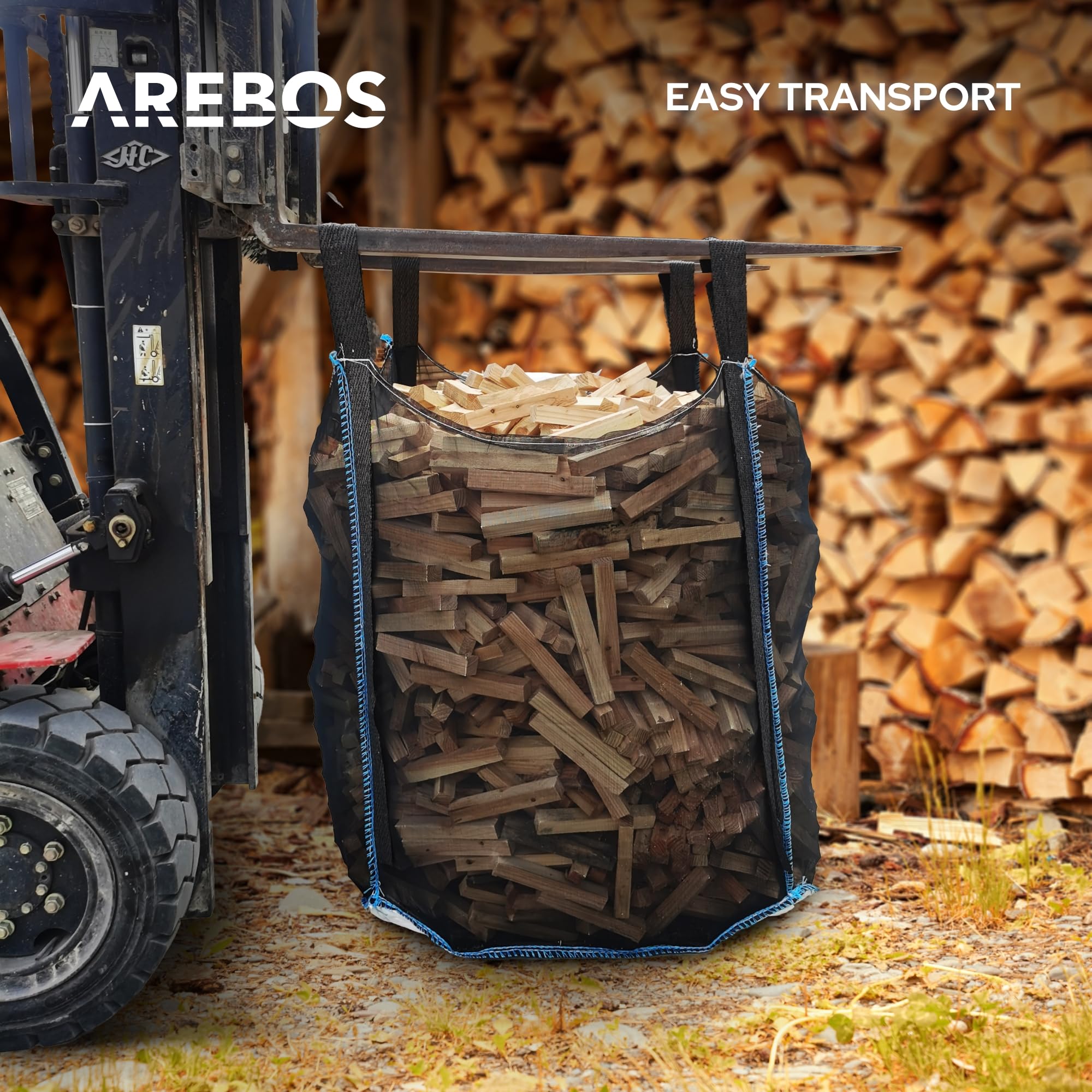 Arebos Bolsa grande | 100 x 100 x 160 cm, con 4 trabillas y delantal | capacidad de carga de 1500 kg | SF 5:1, EN ISO 21898 | saco para escombros de construcción, madera, residuos de