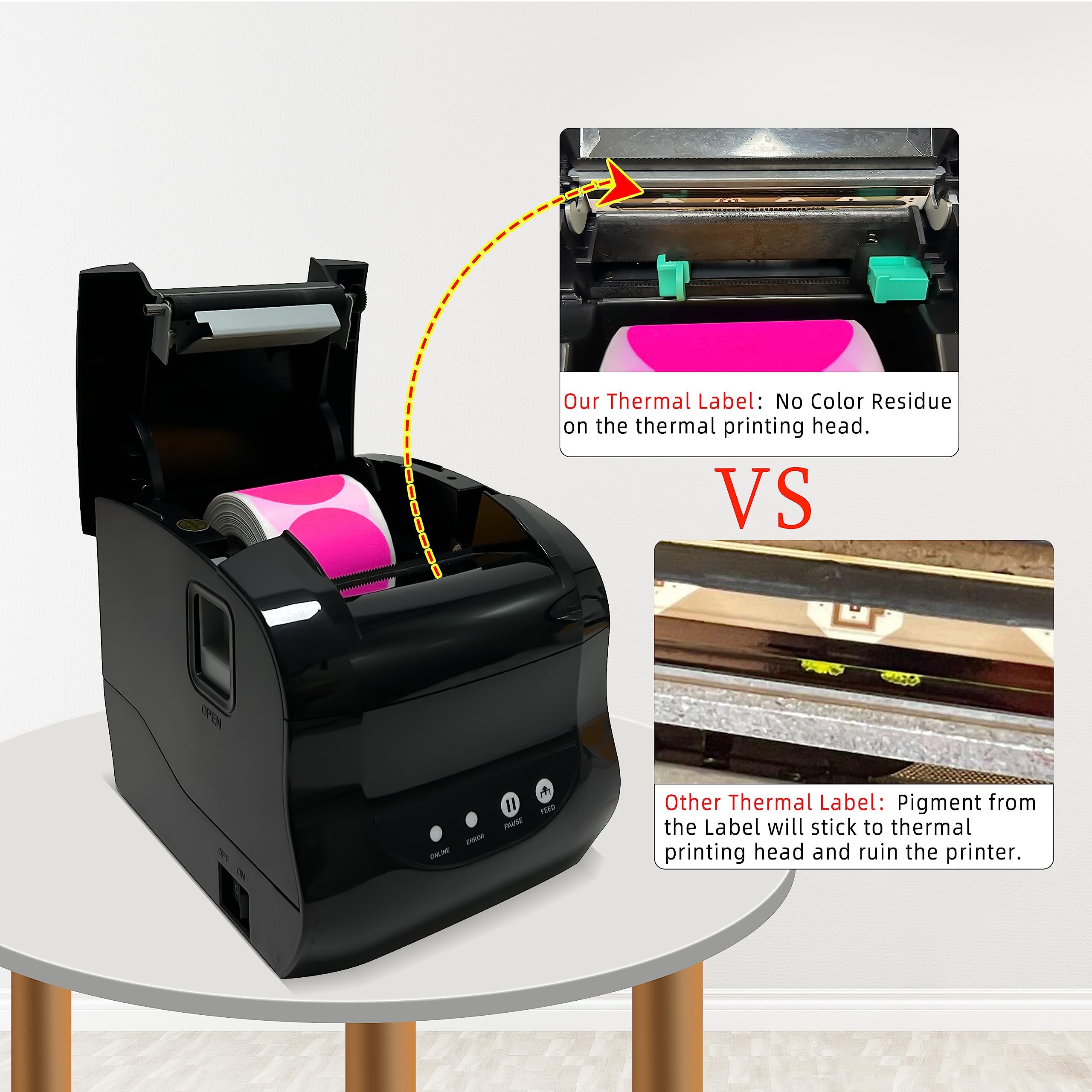 PARLAIM Runde Thermo-Etiketten, 7,6 cm, fluoreszierendes Pink, 500 Stück, Kreis-Thermodrucker-Aufkleber für Zuhause, Geschäft, Flasche, DIY-Design, QR-Code, Namensschild, Umzugskarton, Adress-Etikett
