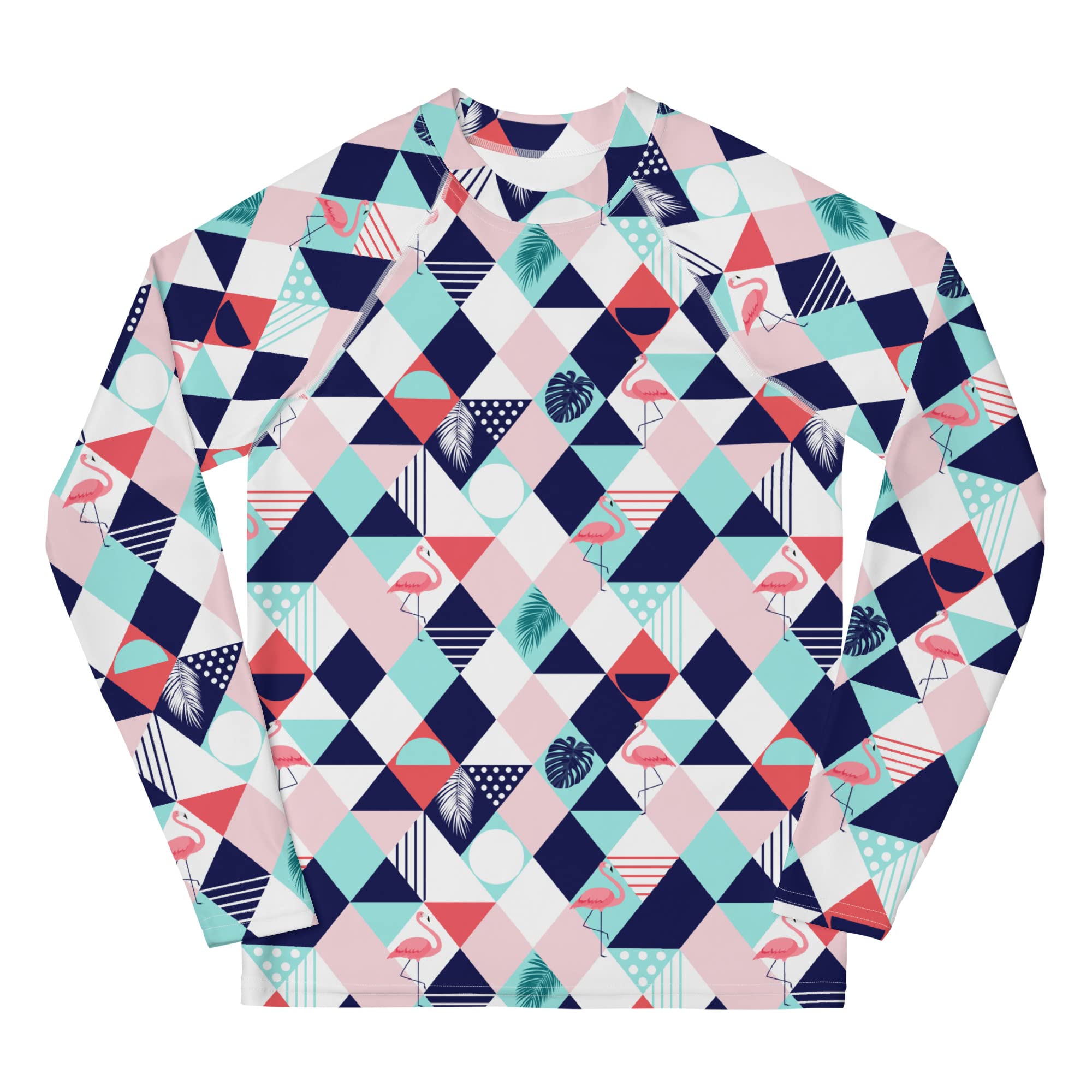 Rashguard Jugend Mädchen, Langarm, Badeshirt, Schwimmshirt, Sonnenschutz, Badebekleidung, Schnelltrocknend, UPF 50+, Rash Top mit Print, Rash Guard Shirt, UV Shutz, Tropical, 134-158 cm