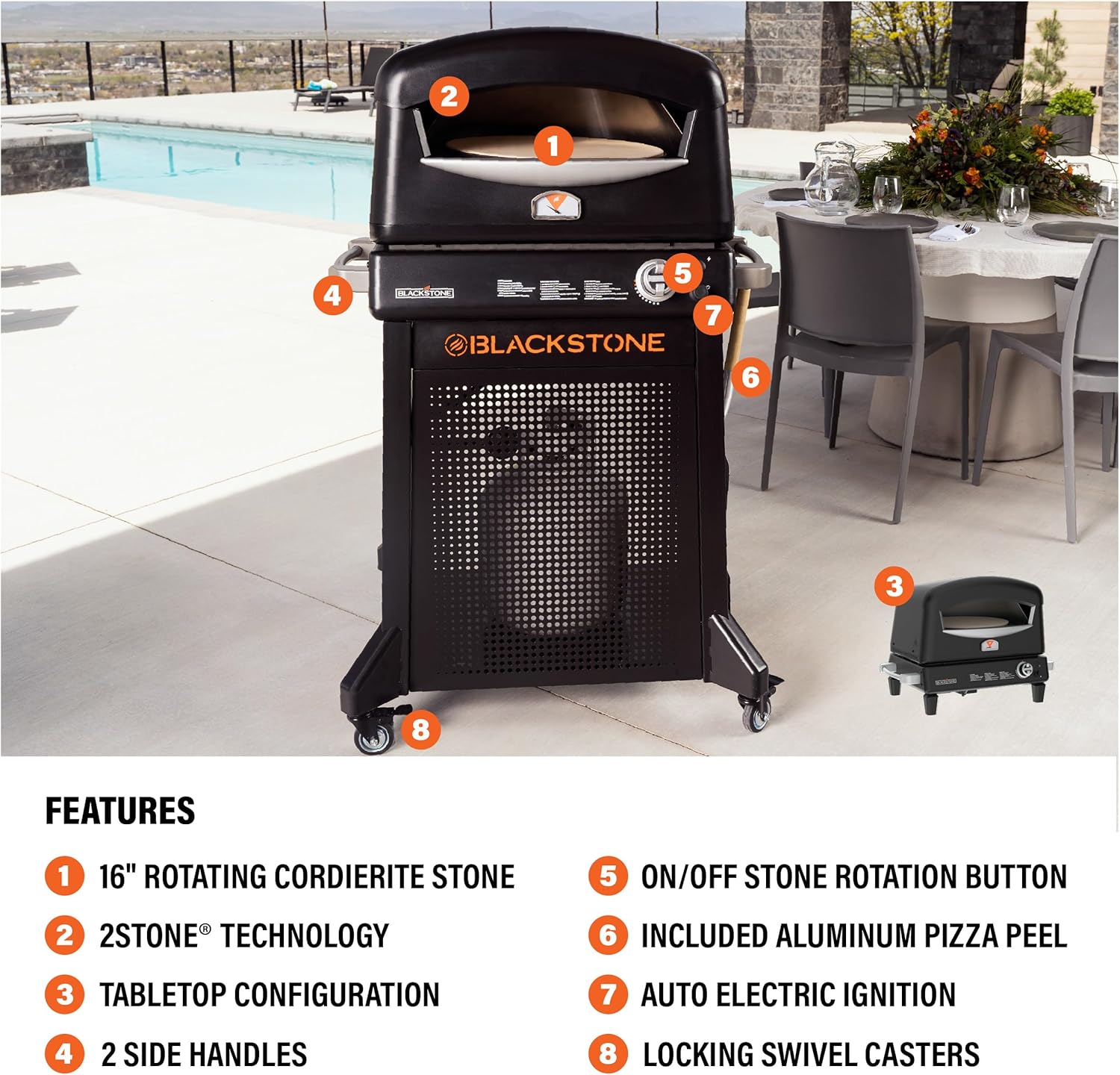 Black Outdoor Gas Pizza Oven with Stand