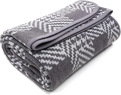ACUSHLA manta cálida de Lana de Merino, para el salón y sofá, Houndstooth Grey (160 x 220 cm), ideal para camping, todas las estaciones