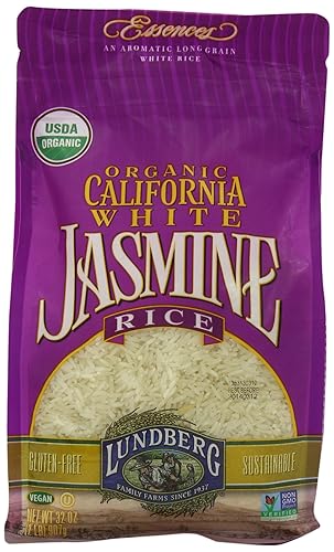 Lundberg Family Farms - Arroz orgánico de jazmín, blanco californiano, 32 onzas