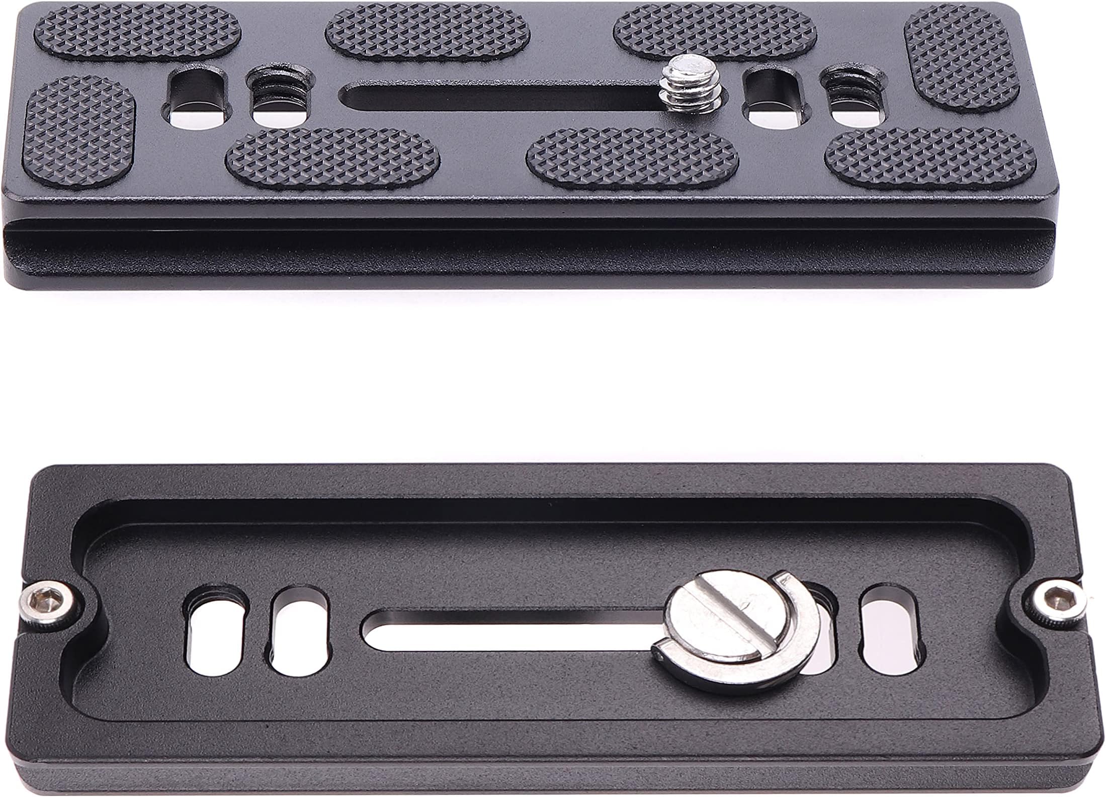 HersmayAluminium PU100 Camera Quick Release Plate with AS Standard 1/4 Inch Mounting Screw such as ARCA-Swiss/Kirk/Wimberley/Markins/Benro Quick Release Plates