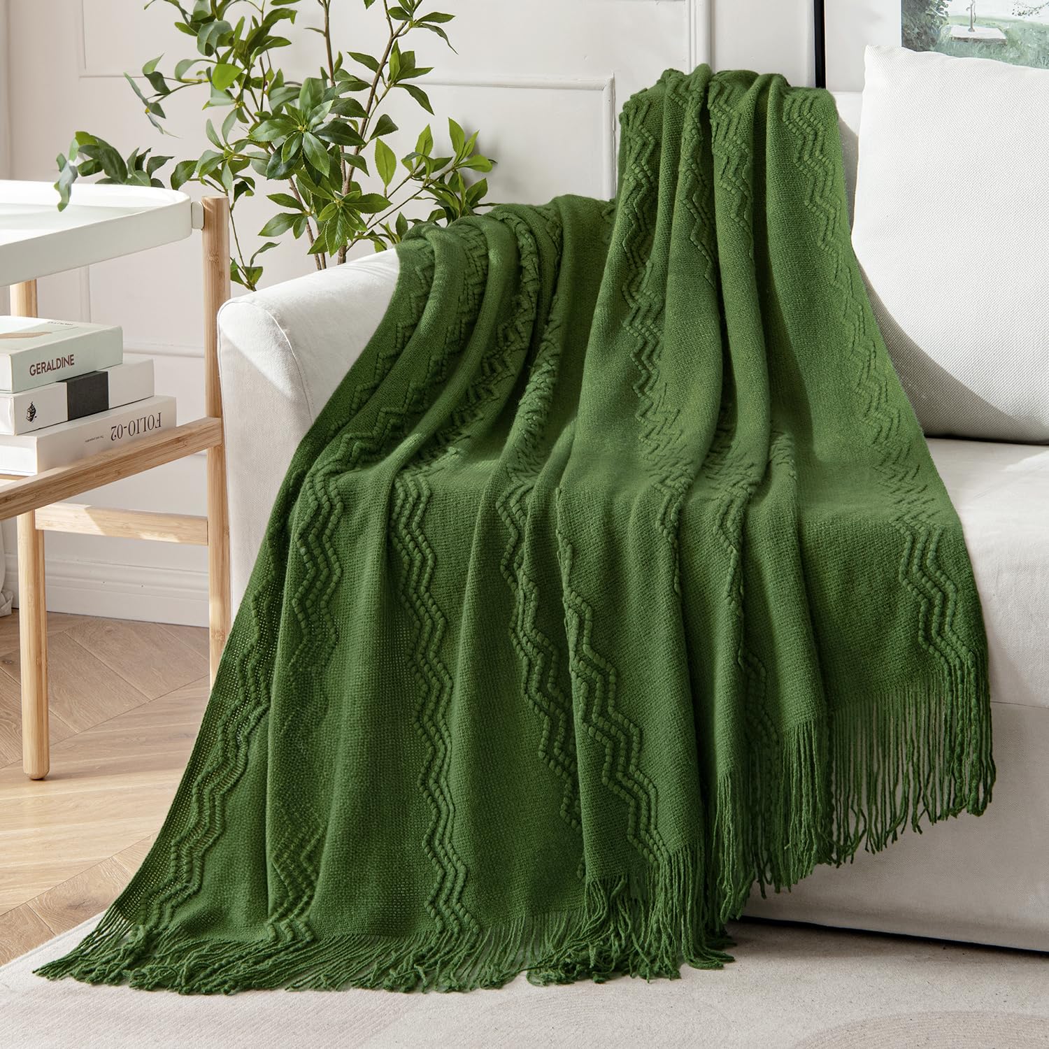 Amazon.com: MIULEE Olive Green Knitted Throw Blanket for Couch