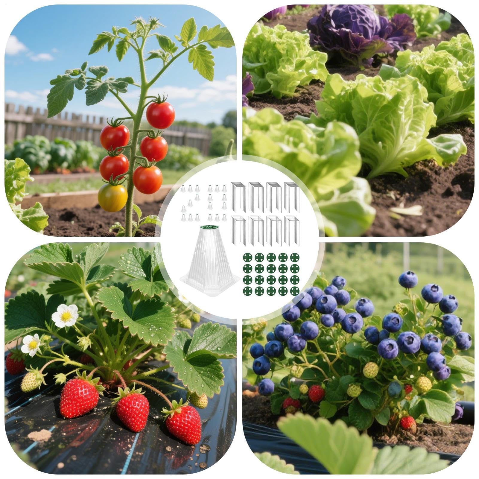 Generisch Cloche pour – Protection des en Forme de Cloche pour l'extérieur, Protection réutilisable avec Trous d'aération et piquets pour Potager Tomate