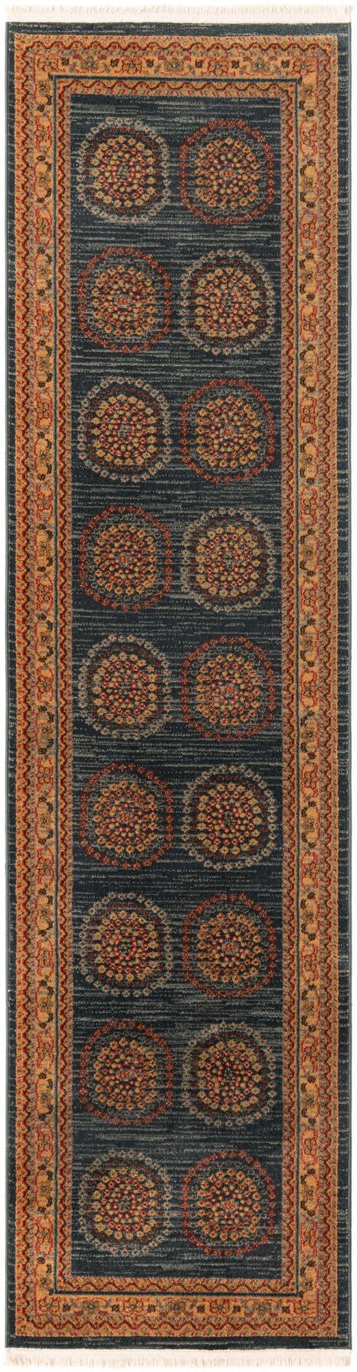 Rugs.com Kashkuli Gabbeh Collection Rug – 2' 7 x 10' Runner Blue Medium Rug Perfect for Hallways, Entryways