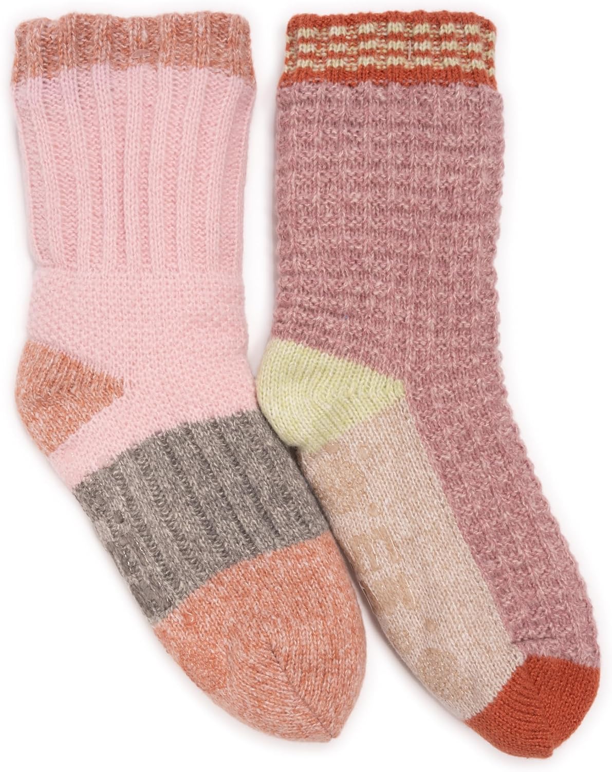 MUK LUKS Women's Color Blocked Sweater Cabin Socks 2 Pair Pack