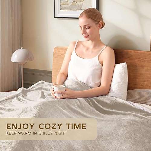Miniatura 6 de BEAUTEX Manta de forro polar sherpa, manta y manta de franela suave y esponjosa, mantas mullidas y acogedoras para sofá, cama, sofá para adultos (50