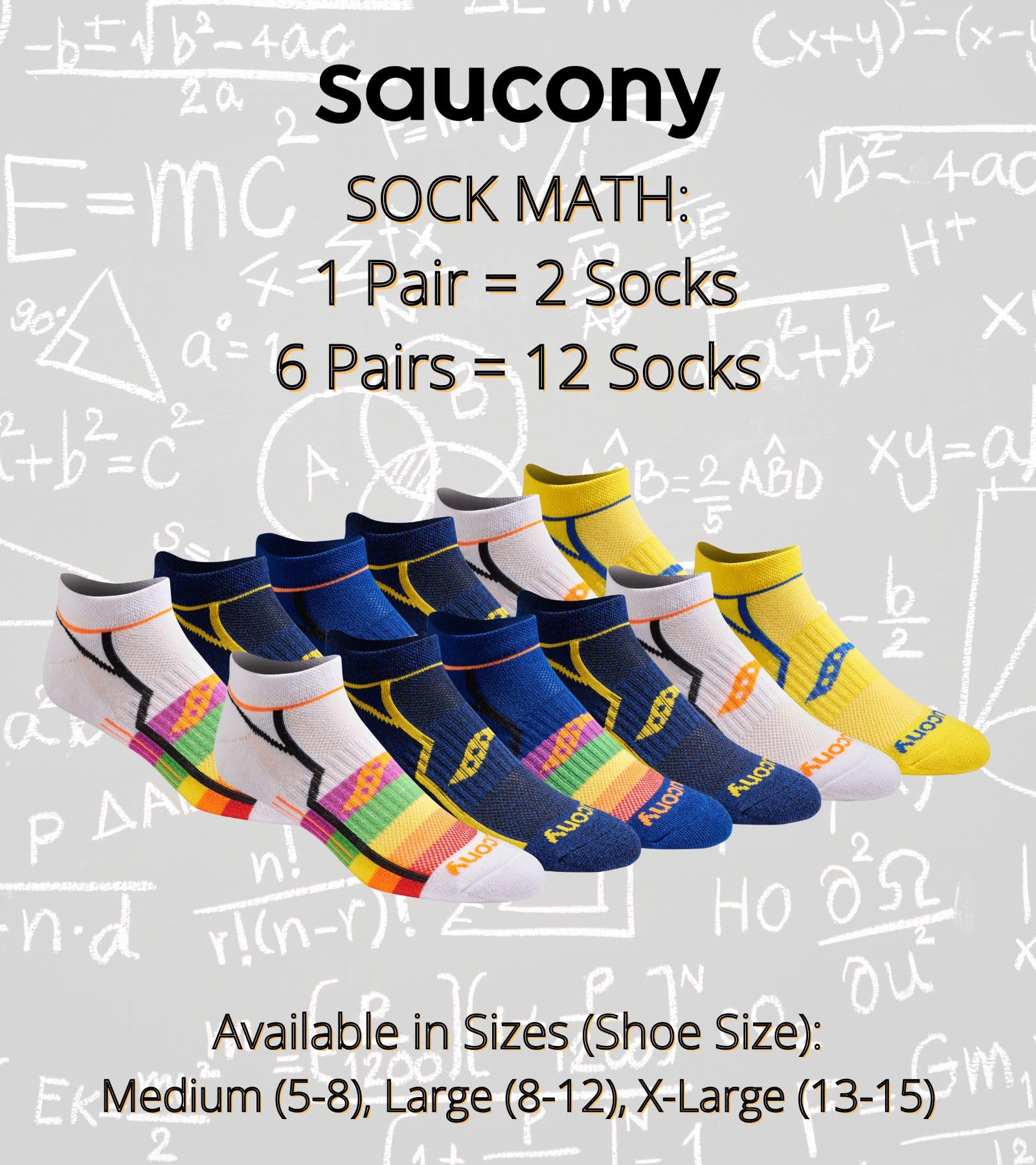 Saucony 6 Paia Di Calzini Da Uomo Performance Comfort Fit No-show Calzini Uomo