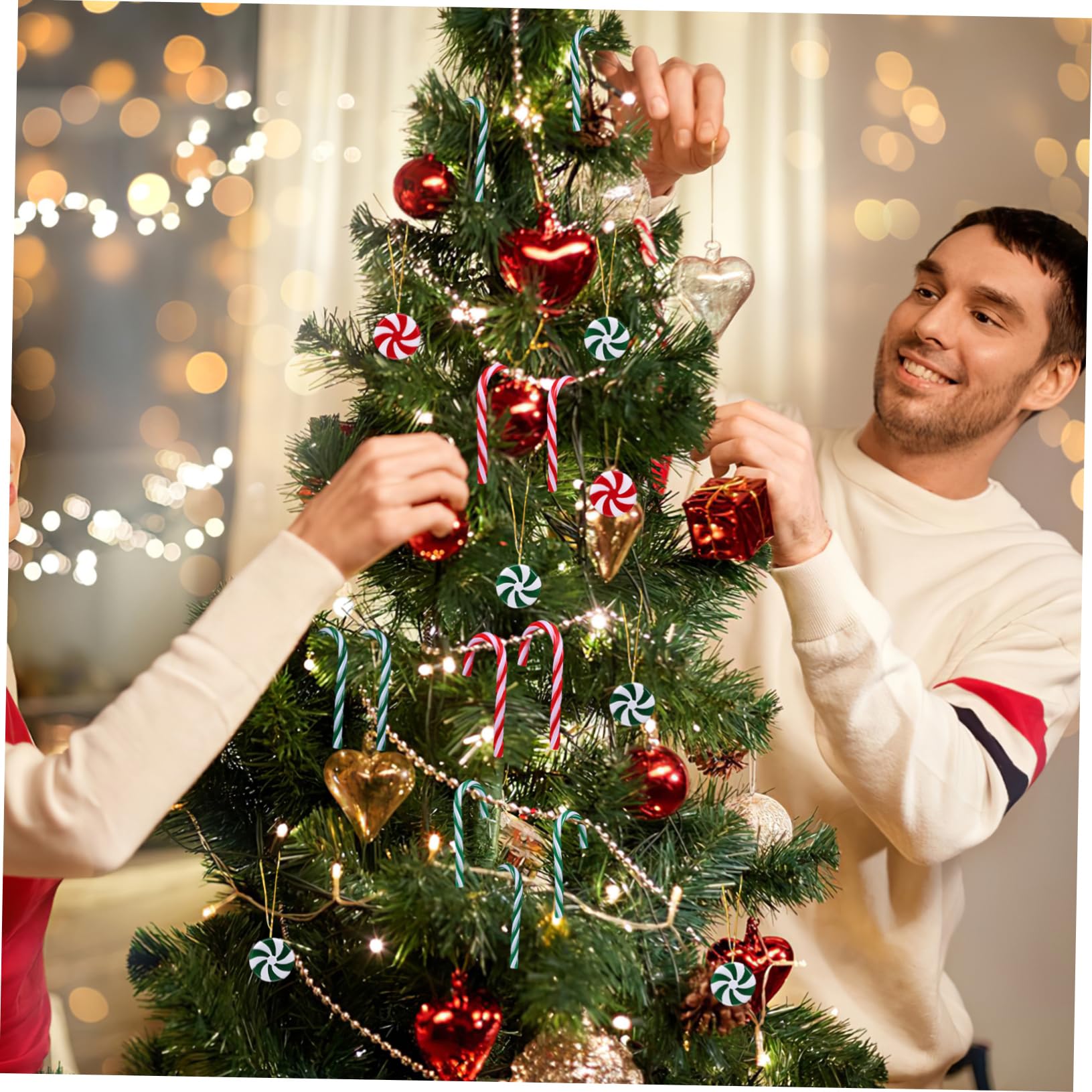 Cabilock 5 Juegos Colgante De Decoración para Árbol De Navidad. Christmas Candy Christmas Decorations Batería De Luces De Hadas Decoración De Bastones De De Navidad 80 Uds * 5