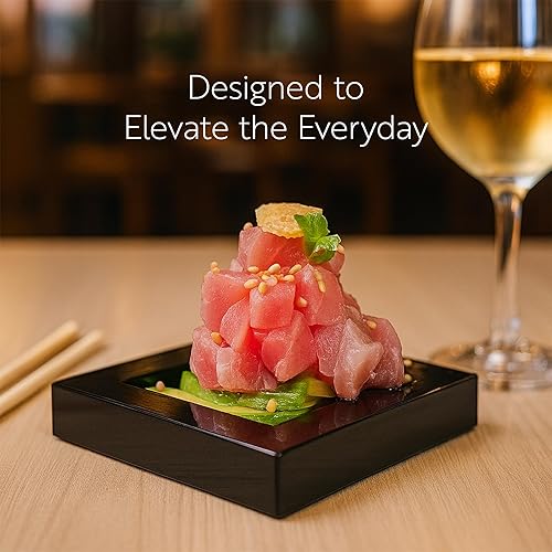 Miniatura 7 de Restaurantware Platos de postre de 2.5 x 2.5 pulgadas, 100 platos desechables para aperitivos, para alimentos fríos, mini platos de plástico negro,