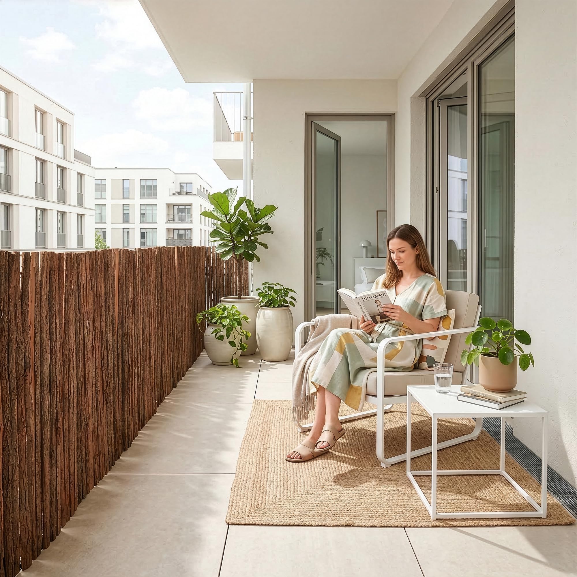 casa.pro Valla de Corteza Zamora Valla de Ocultación Separador de Ambientes para Jardín Terraza Balcón Patio Pantalla de Privacidad 100 x 300 cm - Natural