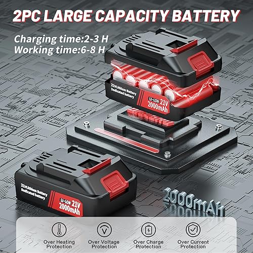 Miniatura 4 de Tijeras de podar eléctricas, tijeras de podar inalámbricas profesionales con pantalla LCD, podadora eléctrica alimentada por batería con 2 baterías