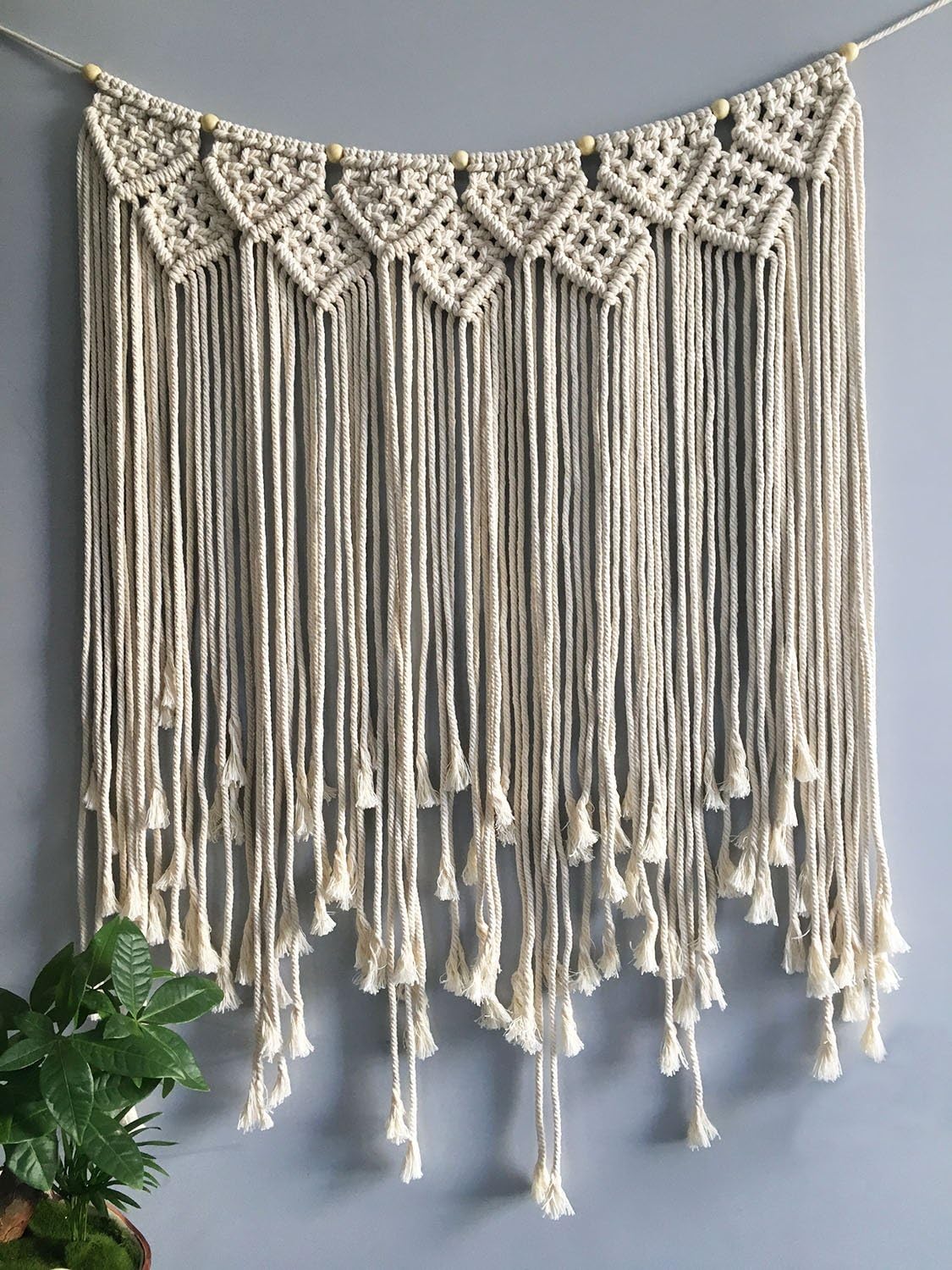 NIANWUDU FVLFIL XIULIHUI 100% Handmade Woven Macrame Wall Hanging Boho Art Craft Home Décor Beige Room Tapestry Party Wedding Backdrop Tapestries