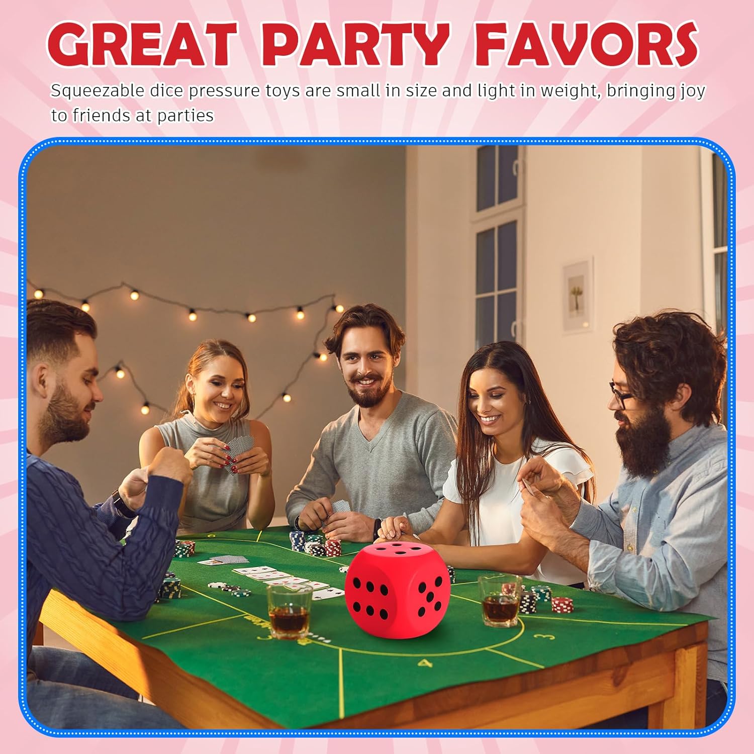Zomiboo Large 5 Inch Foam Dice, Jumbo 6 Sided Giant Dice for Casino Party & Classroom, Anxiety Stress Relieve Ball Toy Gifts for Adults Kids Board Game to Get Your Lucky Numbers(Red)