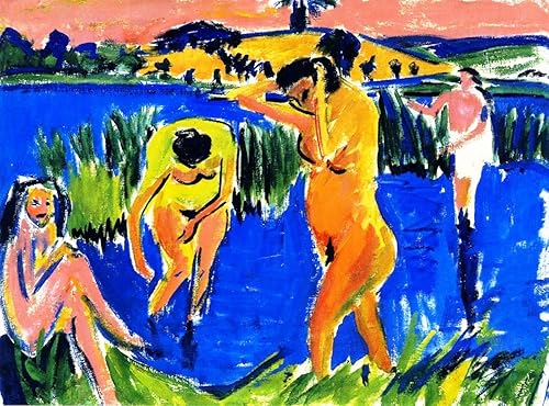 Vier Badende by Ernst Ludwig Kirchner - 16" x 20" Premium Canvas Print